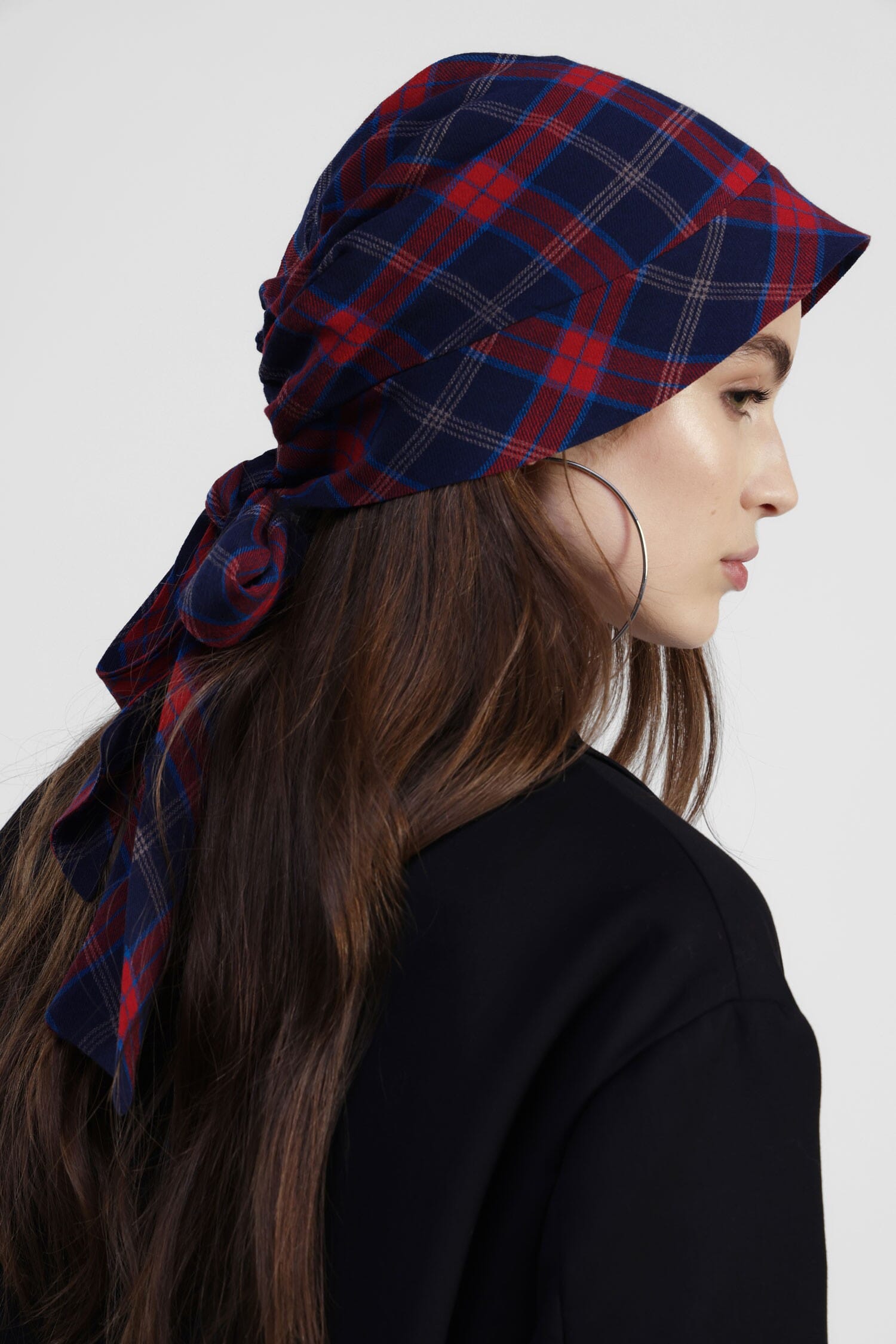 Bandana noué à motif écossais avec nœud Dixie