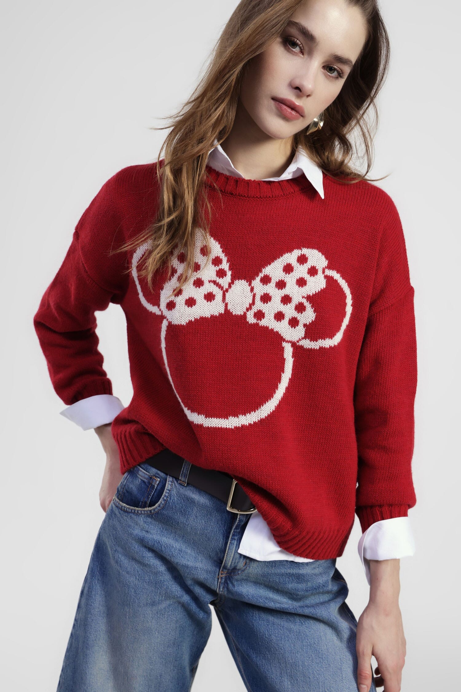 Maglione Girocollo Stampa Fiocco E Pois Dixie