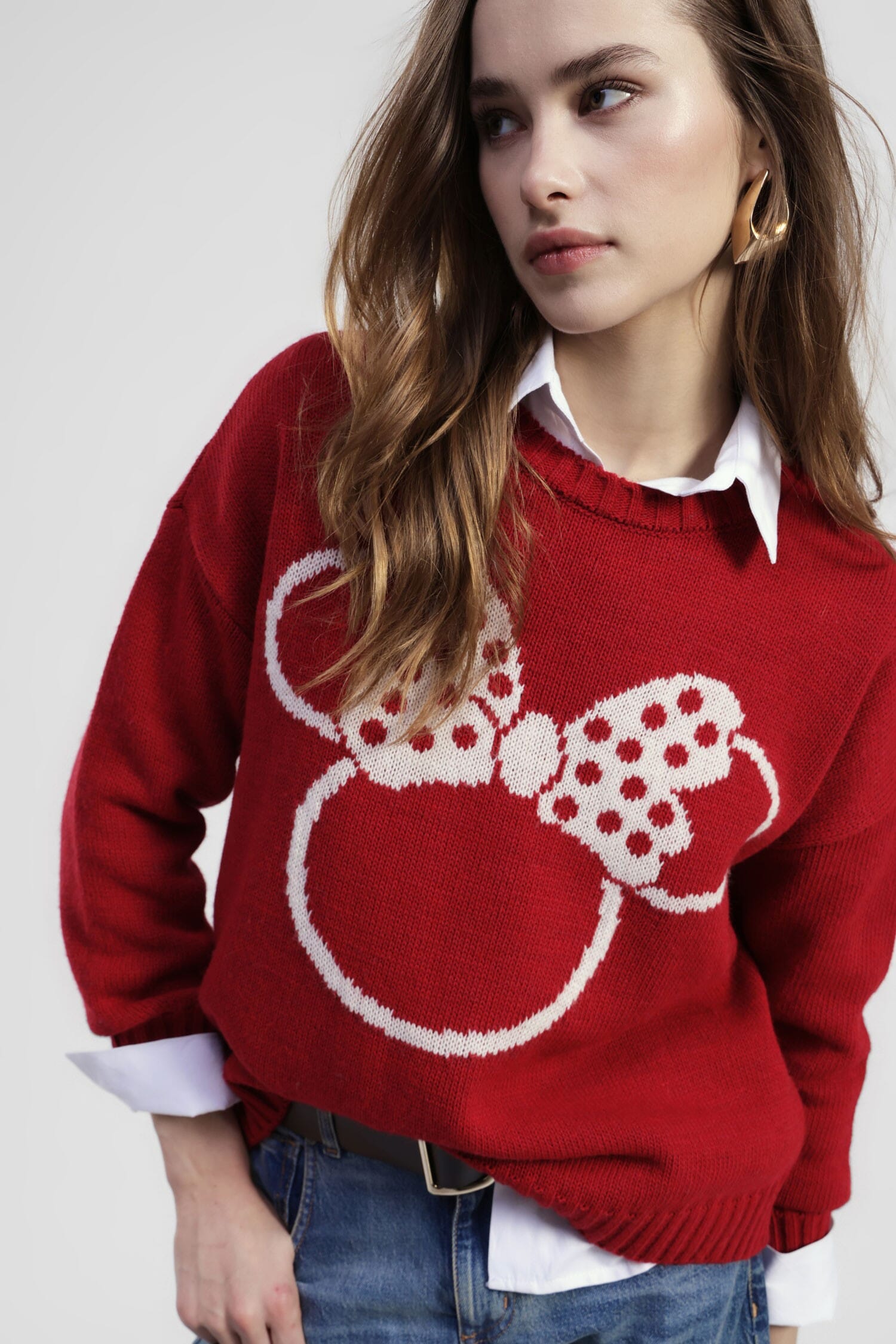 Maglione Girocollo Stampa Fiocco E Pois Dixie