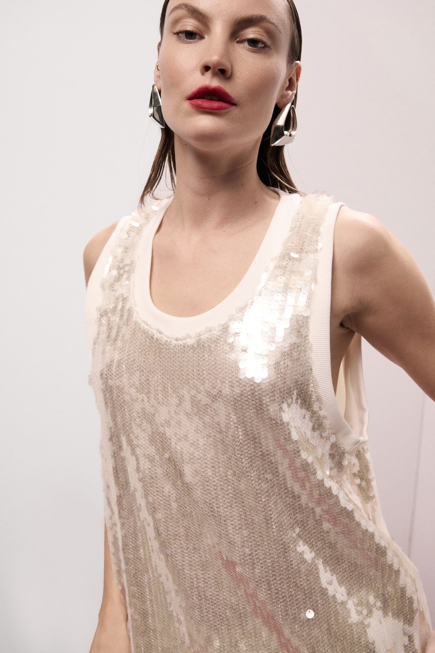 Top Con Paillettes E Scollo Rotondo Dixie