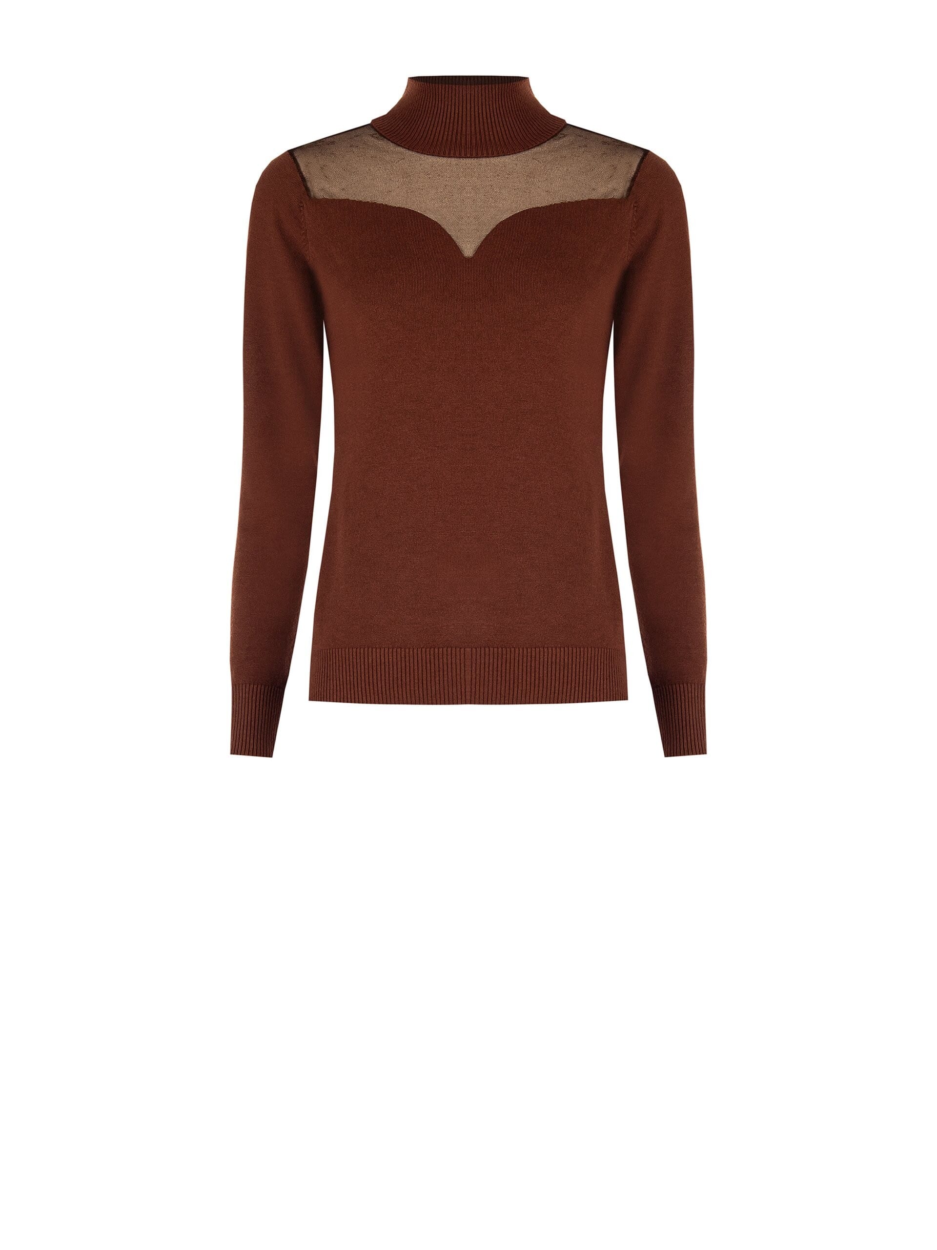 Maglione Dolcevita Con Inserto In Tulle Effetto Scollo a Cuore Rinascimento