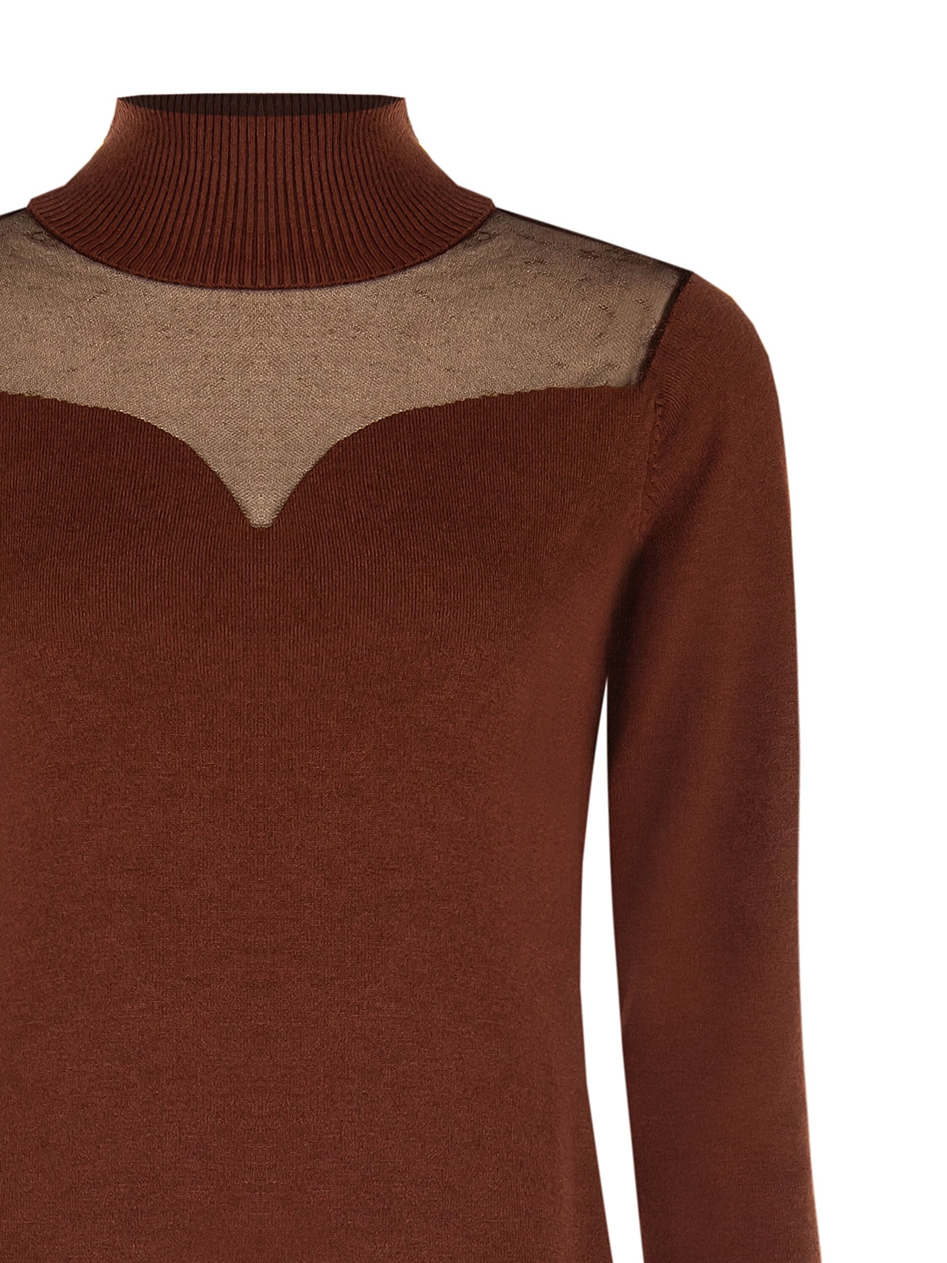 Maglione Dolcevita Con Inserto In Tulle Effetto Scollo a Cuore Rinascimento