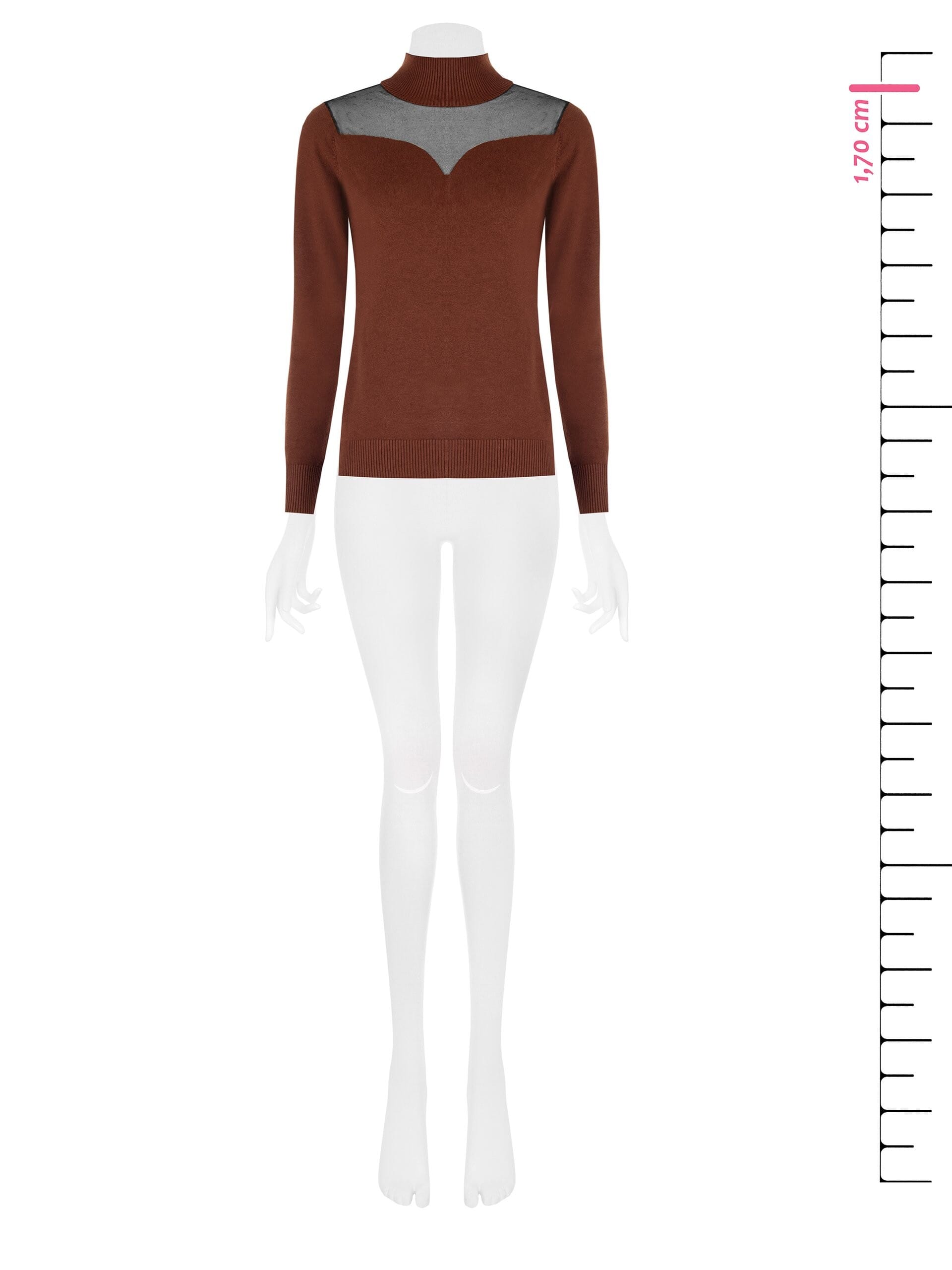 Maglione Dolcevita Con Inserto In Tulle Effetto Scollo a Cuore Rinascimento