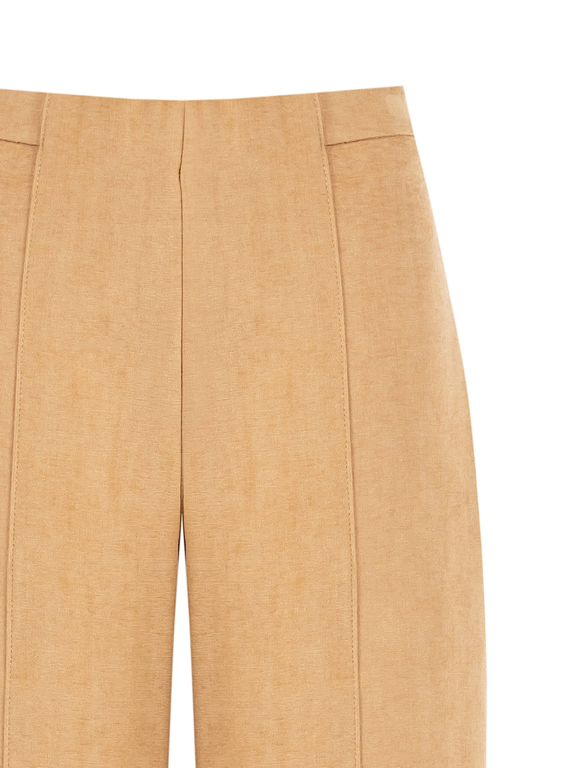 Pantalon de palais en viscose mélangée à effet velours avec fermeture éclair latérale Rinascimento