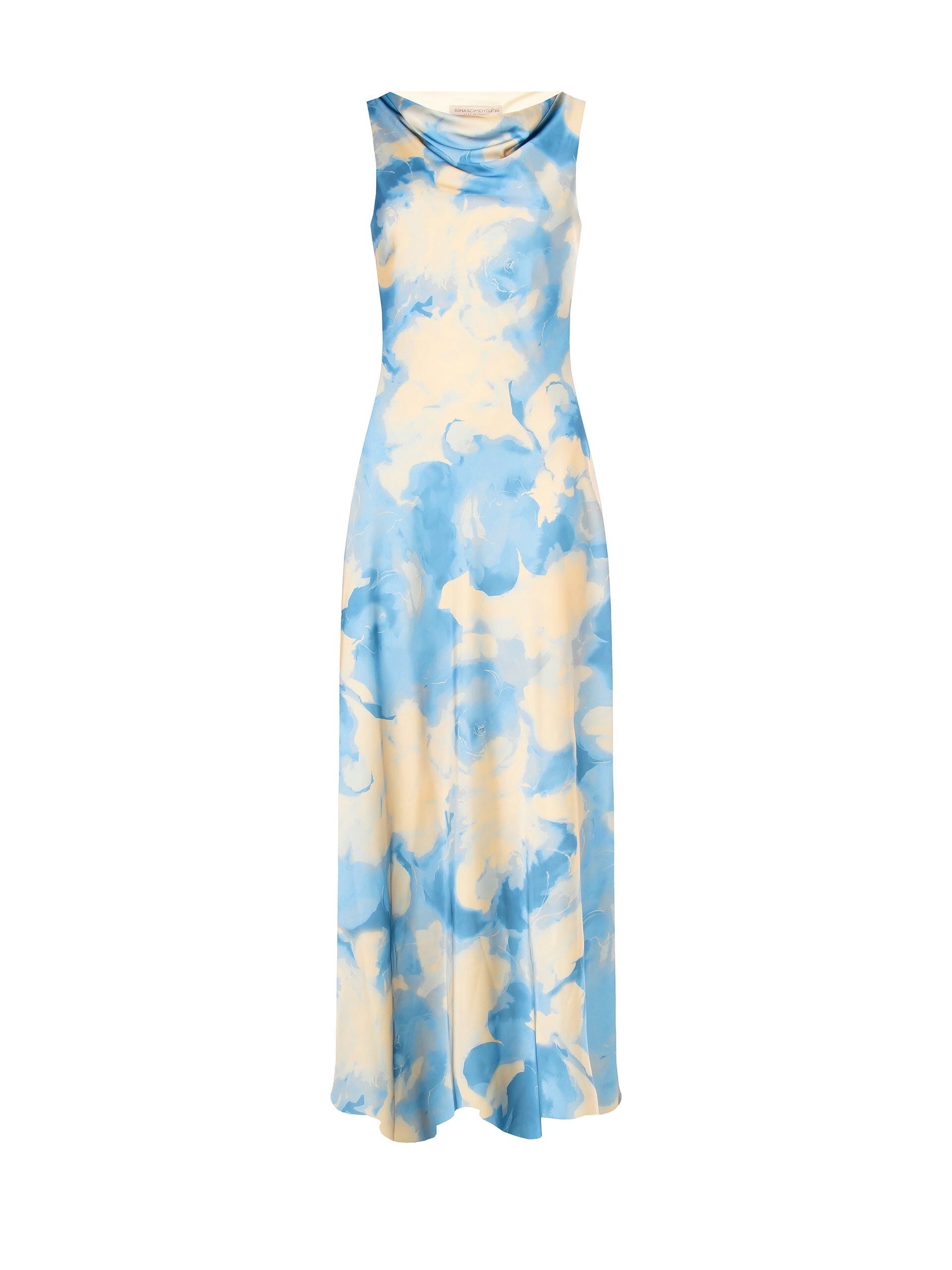 Abito Scivolato In Raso A Fiori Sfumati Rinascimento