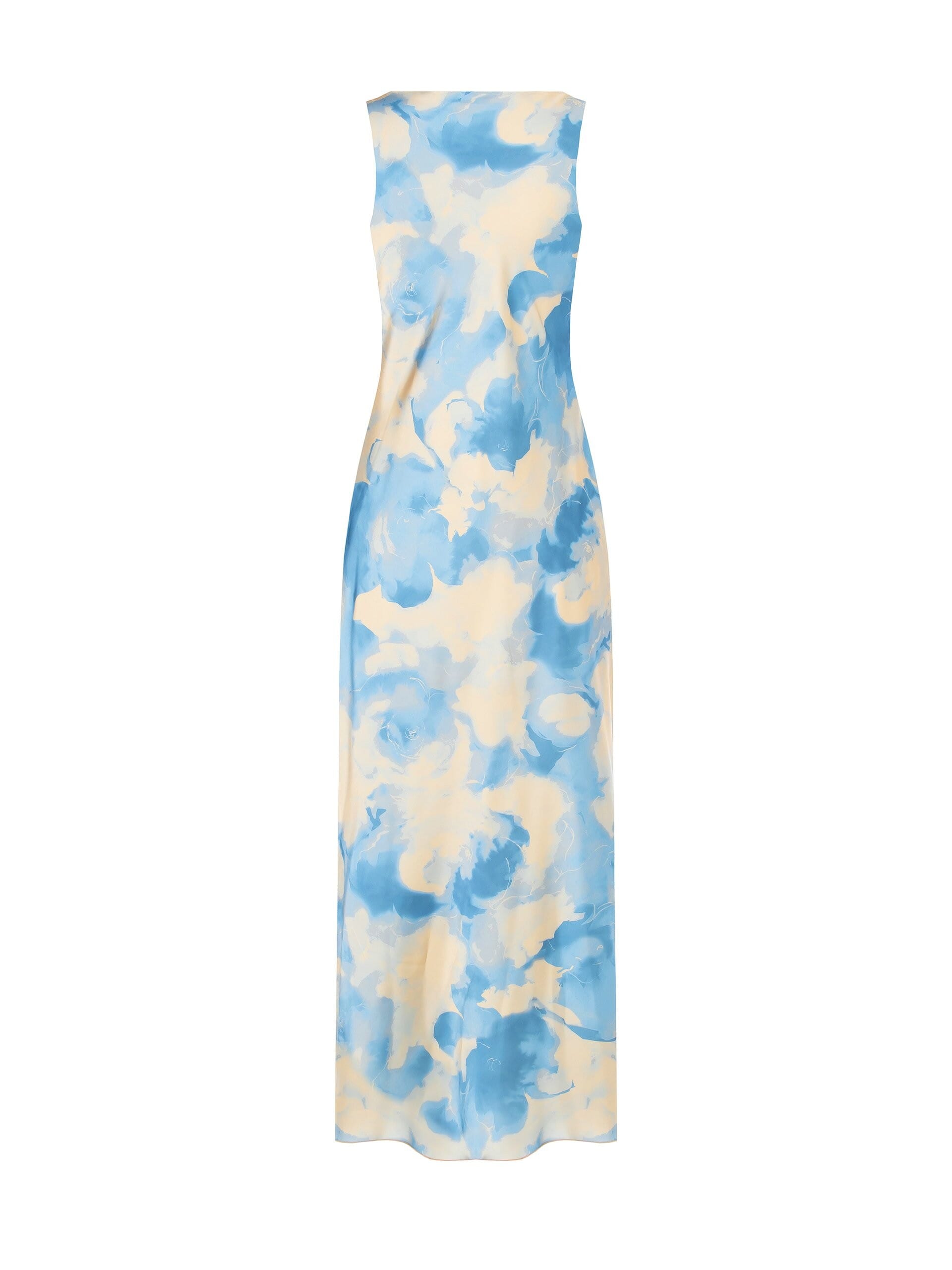 Abito Scivolato In Raso A Fiori Sfumati Rinascimento