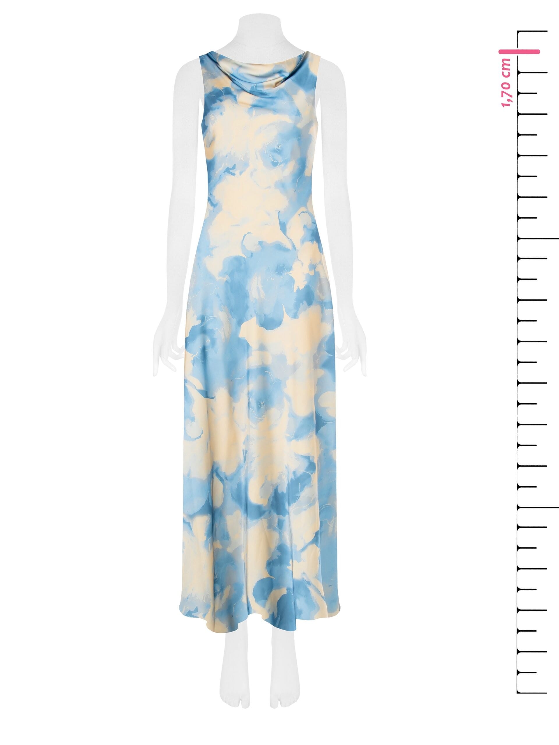 Abito Scivolato In Raso A Fiori Sfumati Rinascimento