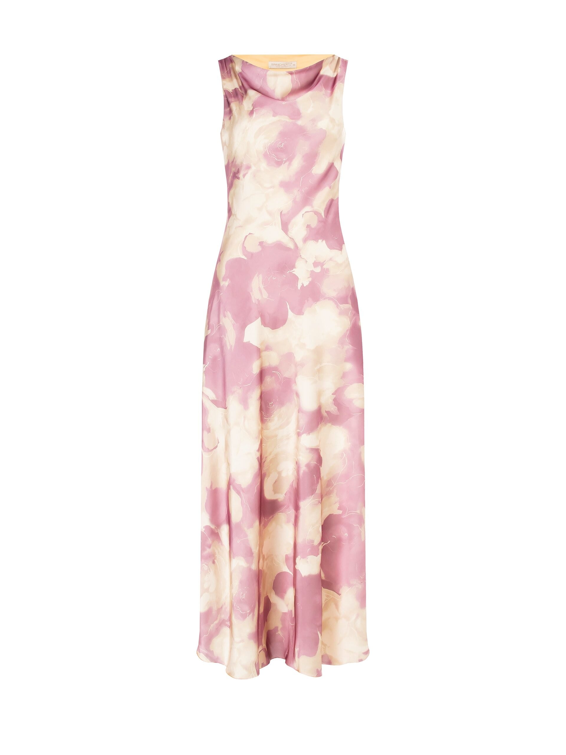 Abito Scivolato In Raso A Fiori Sfumati Rinascimento