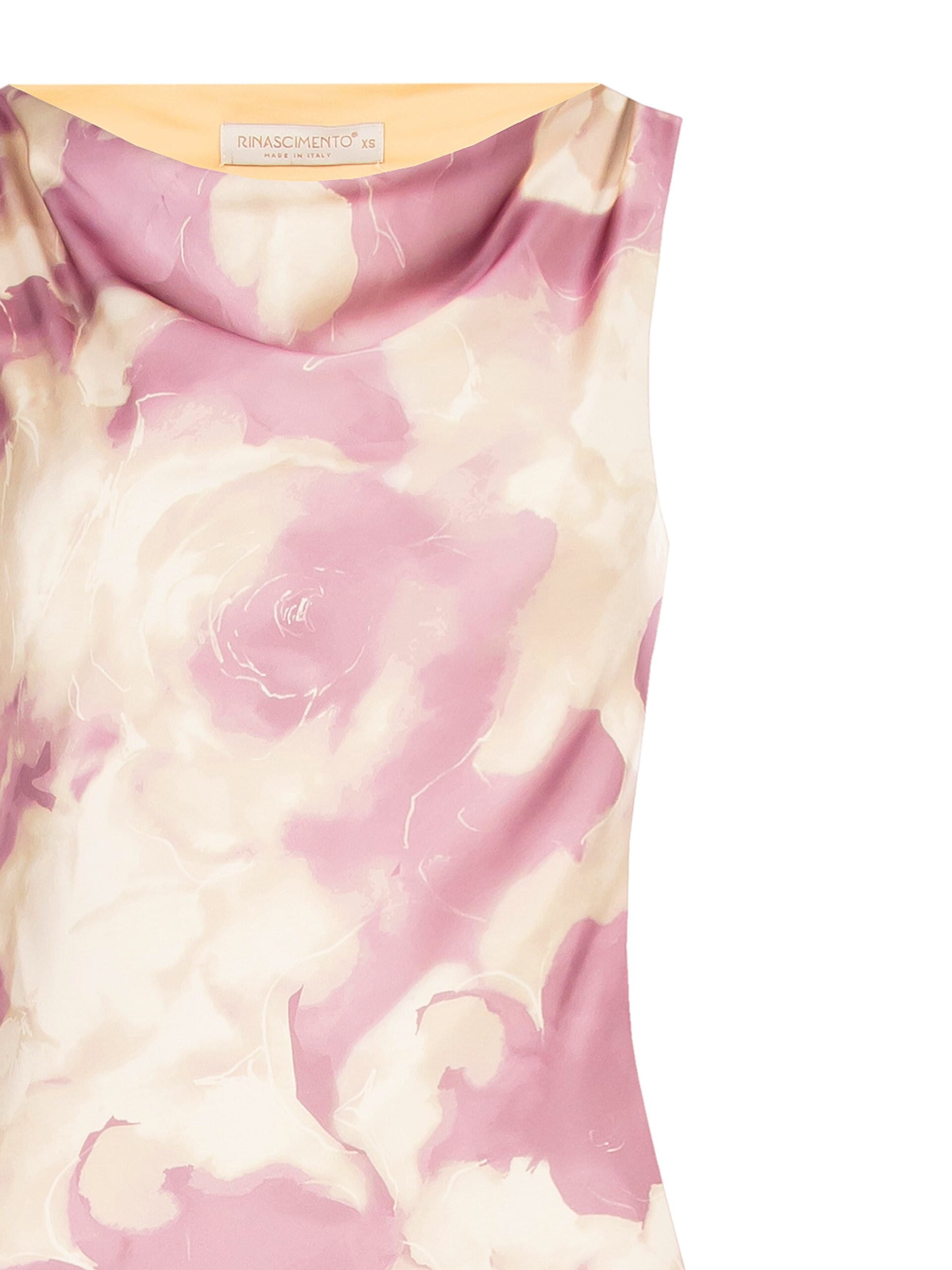 Abito Scivolato In Raso A Fiori Sfumati Rinascimento