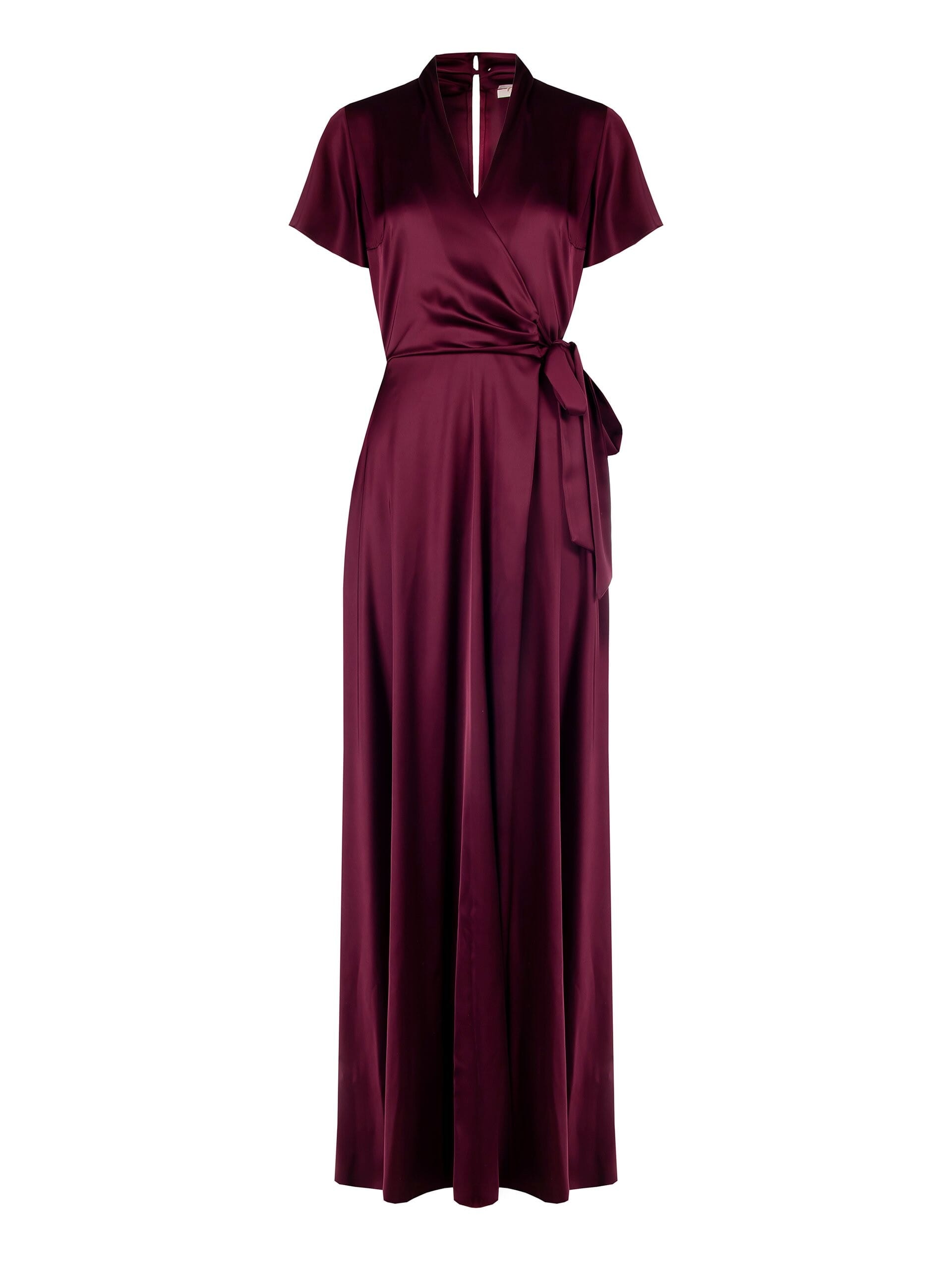 Abito Lungo In Raso Con Scollo A V Incrociato Annodato In Vita Rinascimento
