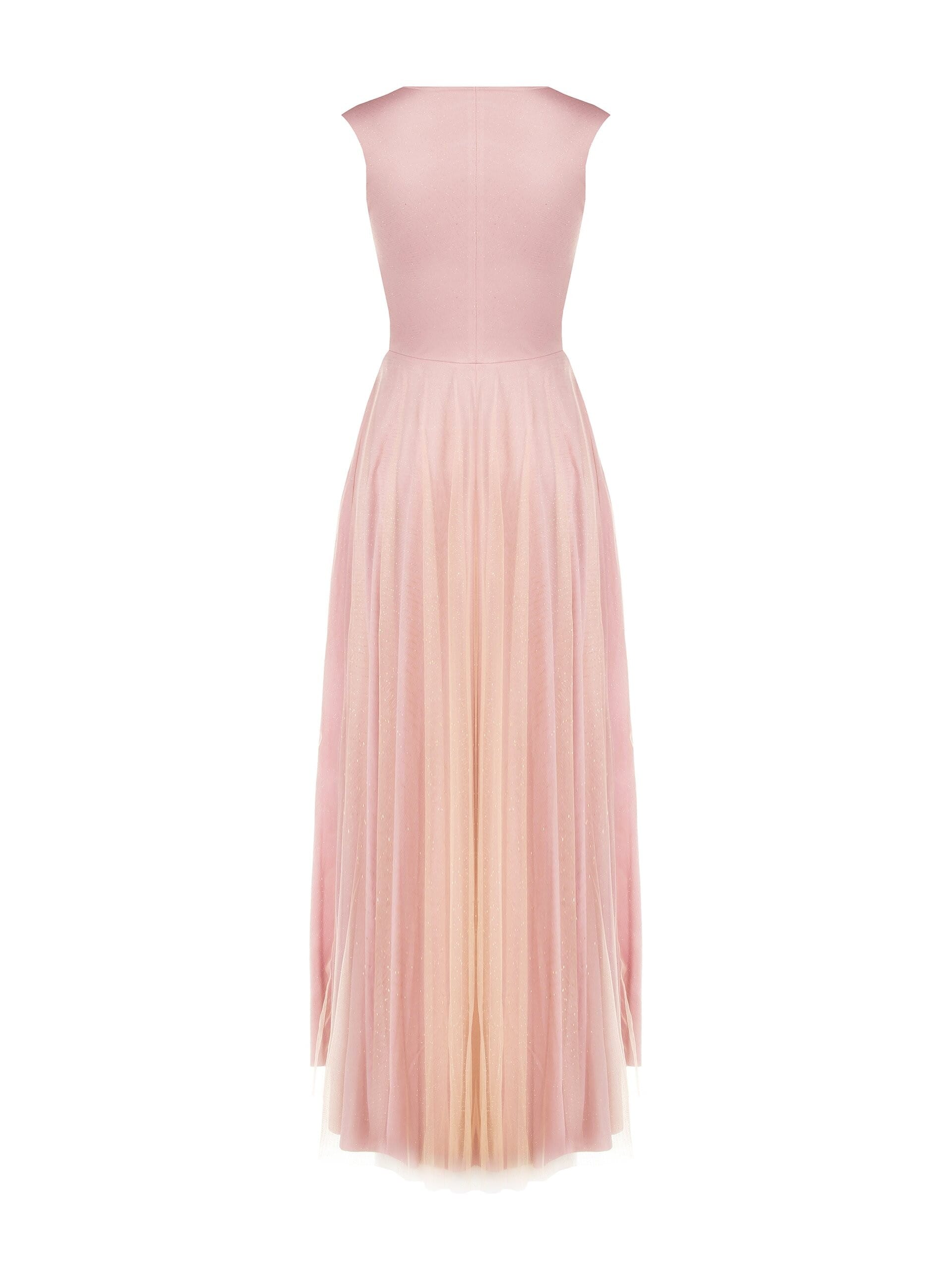 Abito Lungo Con Scollo A V Ricoperto Di Tulle Glitter Rinascimento