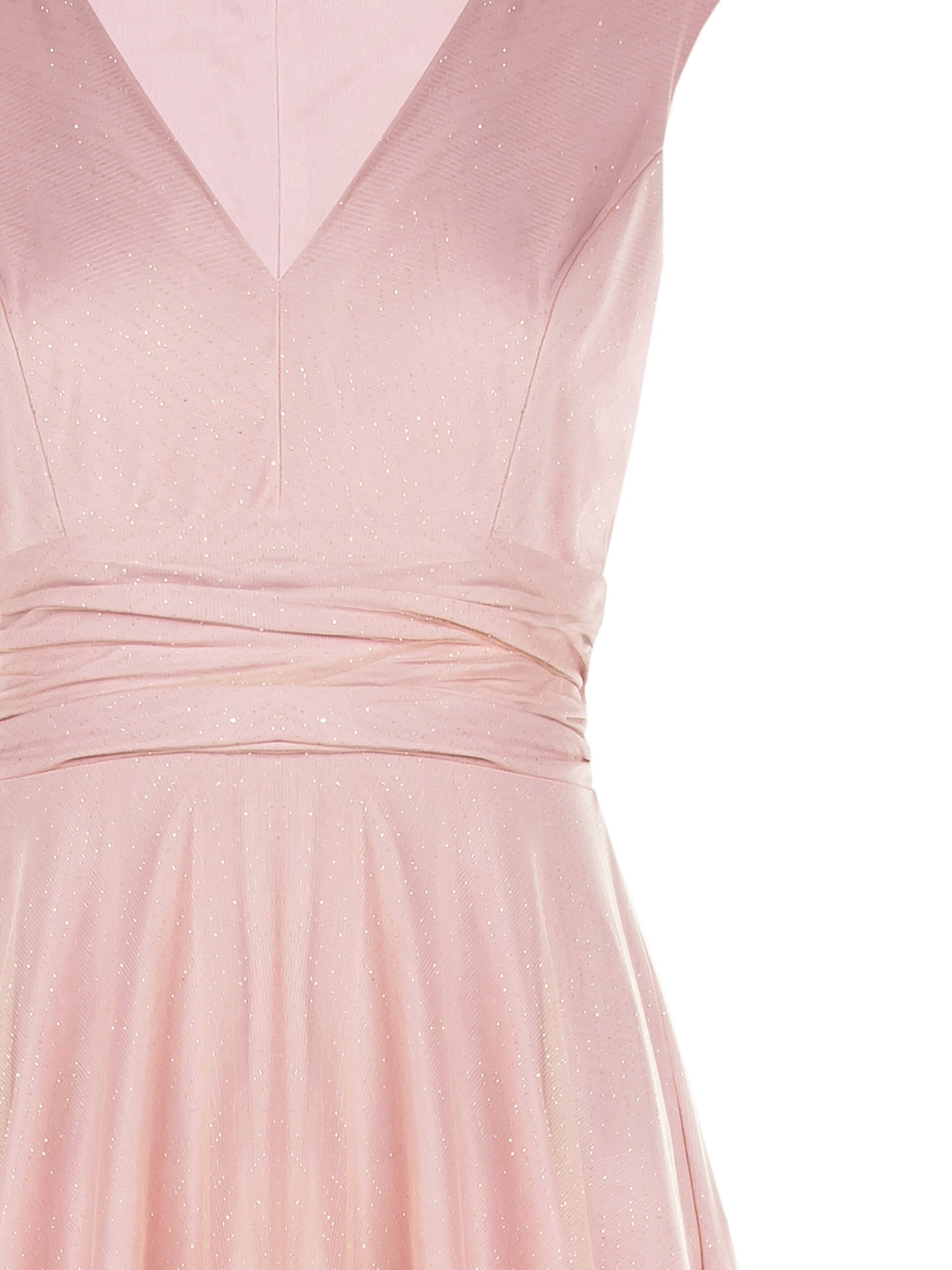 Abito Lungo Con Scollo A V Ricoperto Di Tulle Glitter Rinascimento