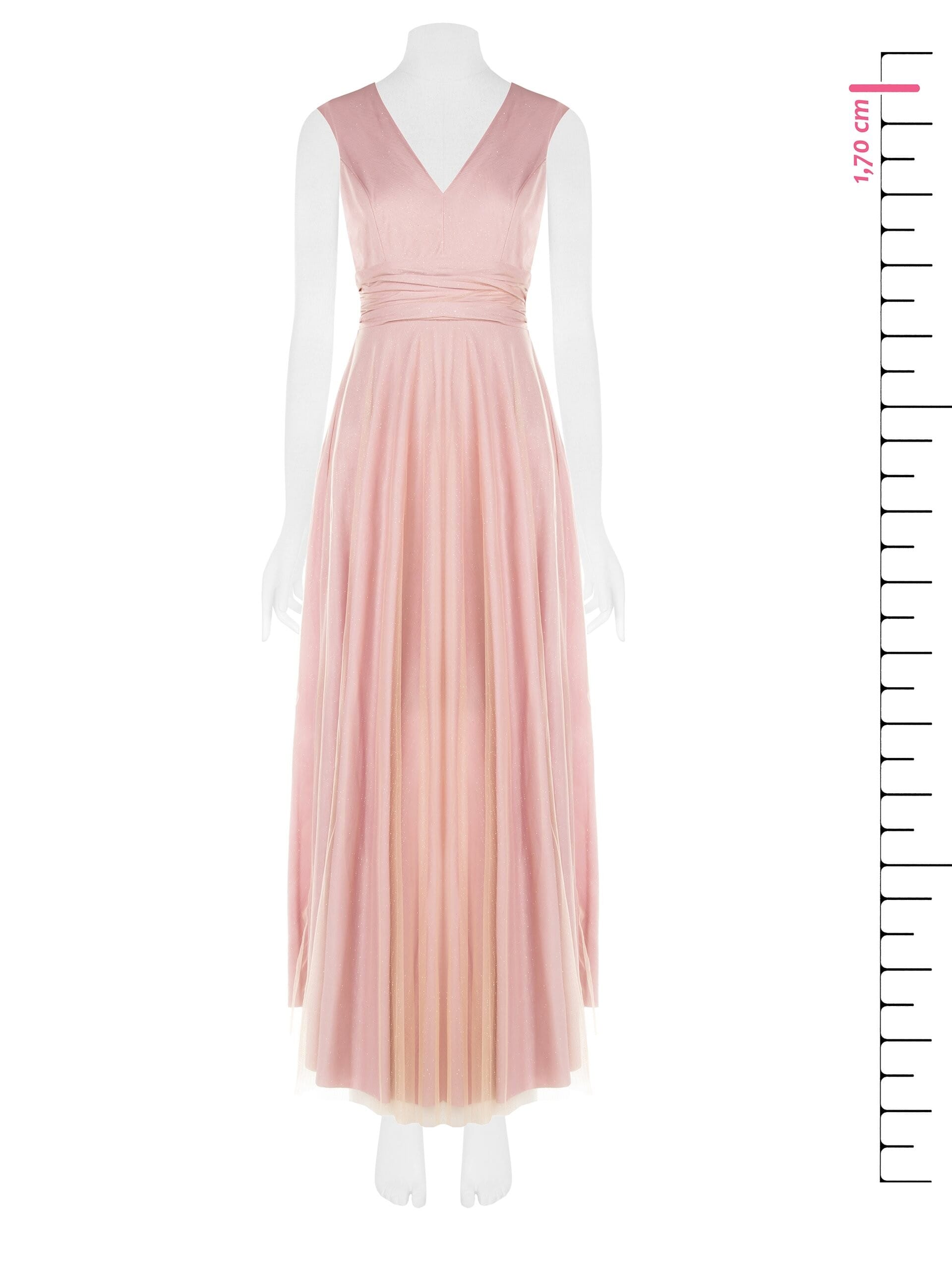 Abito Lungo Con Scollo A V Ricoperto Di Tulle Glitter Rinascimento