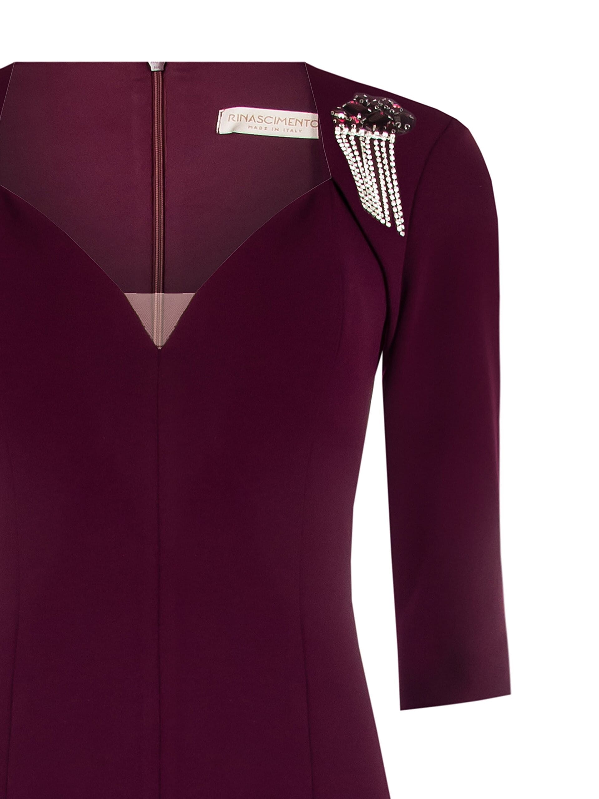 Abito Lungo A Tubino In Scuba Crepe Con Scollo A Cuore E Spalline Rinascimento