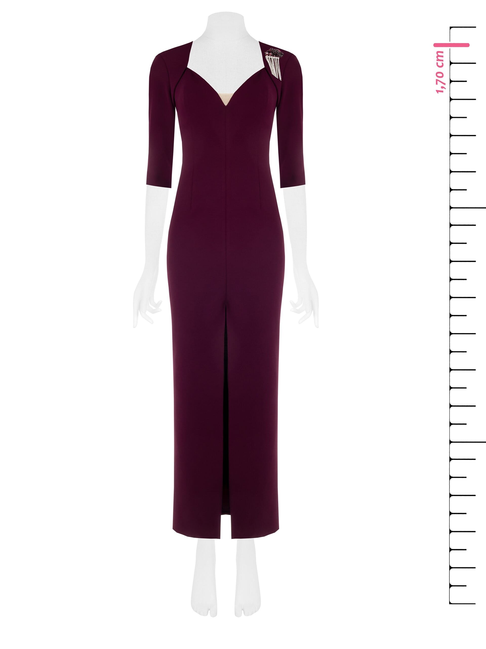 Abito Lungo A Tubino In Scuba Crepe Con Scollo A Cuore E Spalline Rinascimento