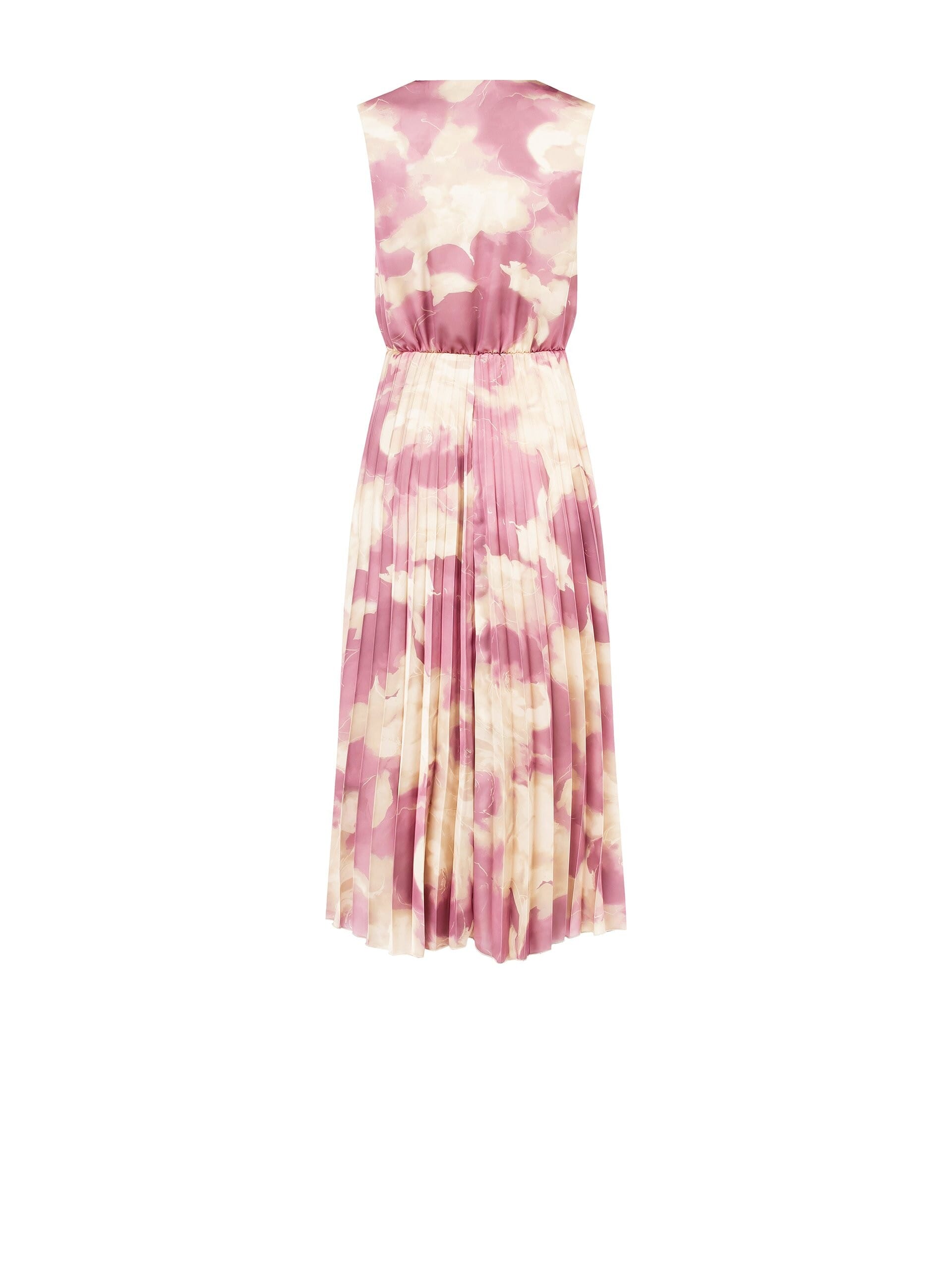 Abito Midi In Raso A Fiori Sfumati Plissè Con Scollo A V Incrociato Rinascimento