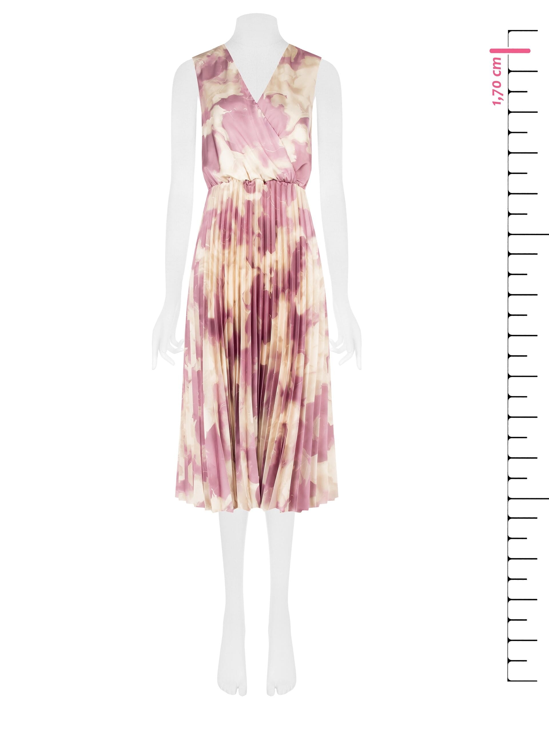 Abito Midi In Raso A Fiori Sfumati Plissè Con Scollo A V Incrociato Rinascimento