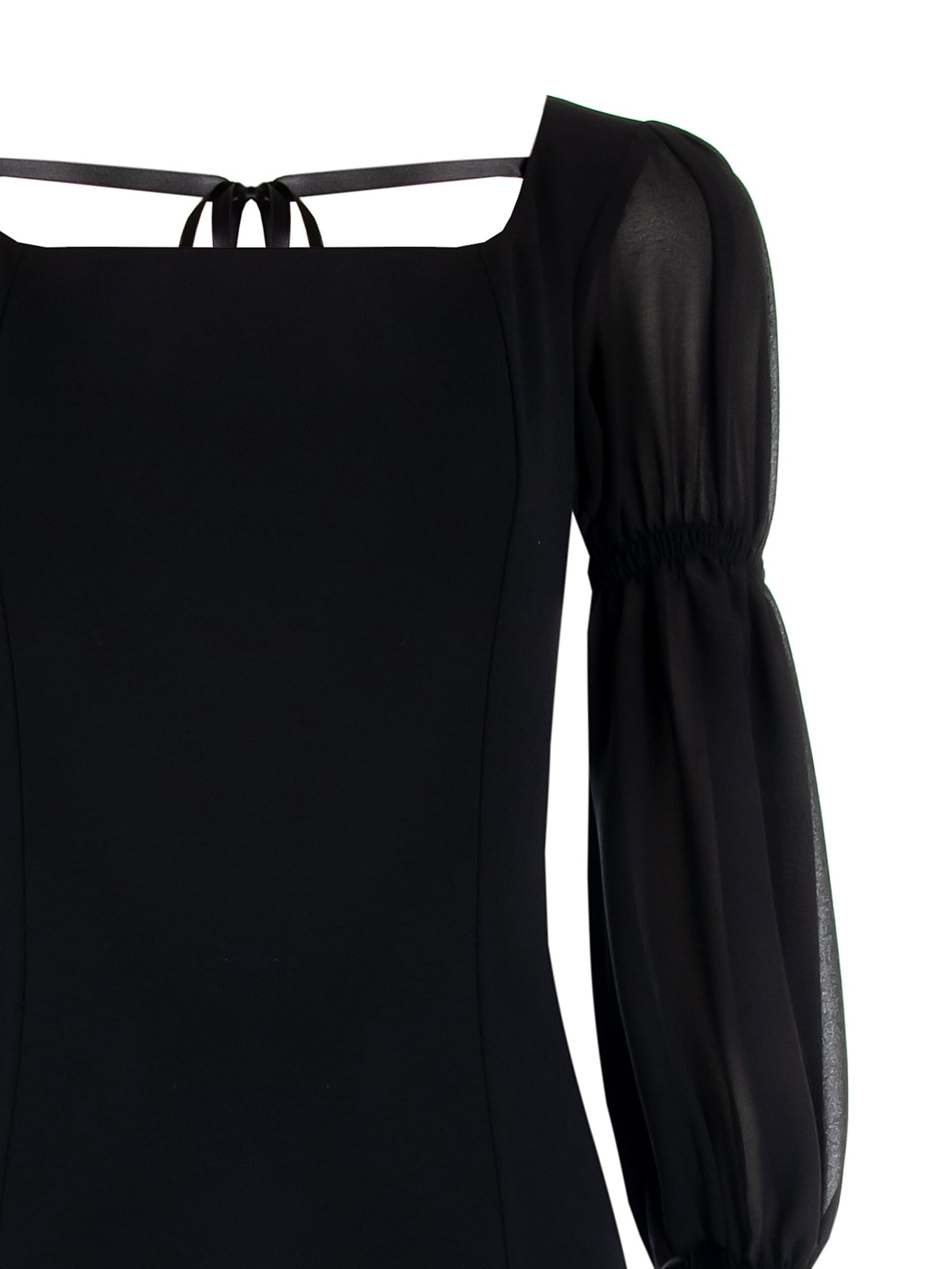 Abito Corto A Tubino In Scuba Crepe Con Maniche In Georgette Rinascimento