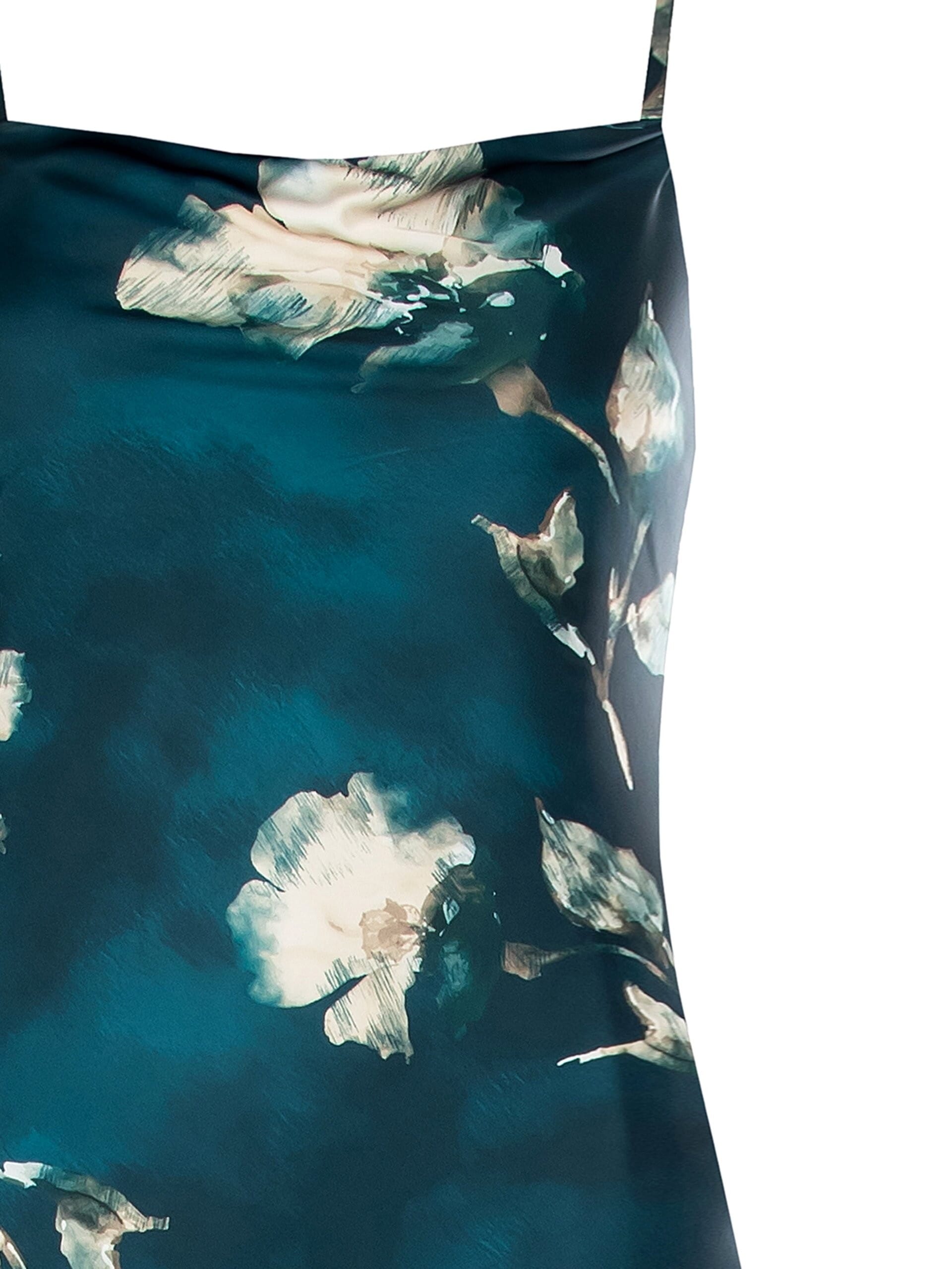 Abito Lungo A Sirena In Raso A Fiori Rinascimento