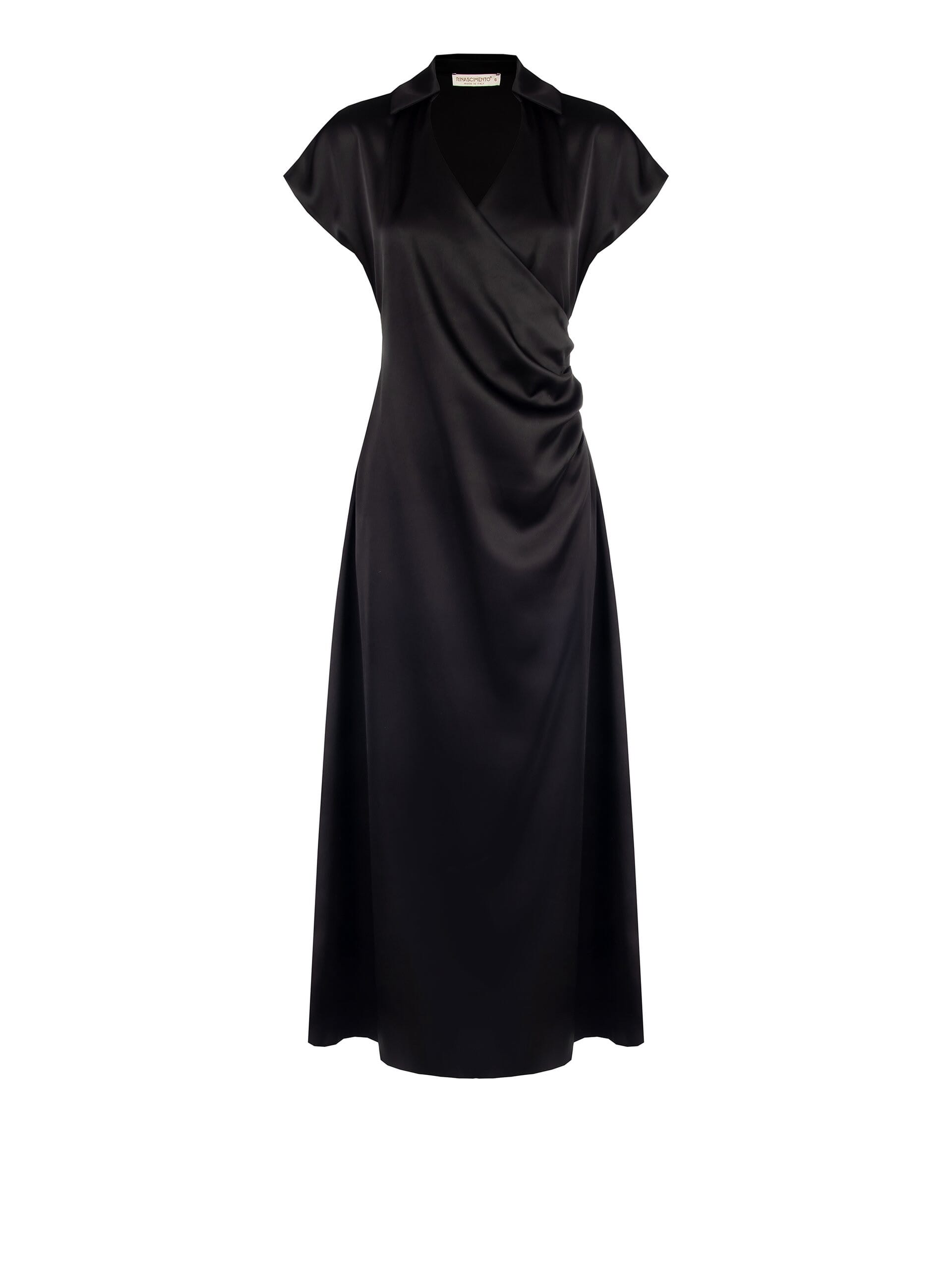 Abito Lungo In Raso Con Scollo A V Drappeggiato Rinascimento