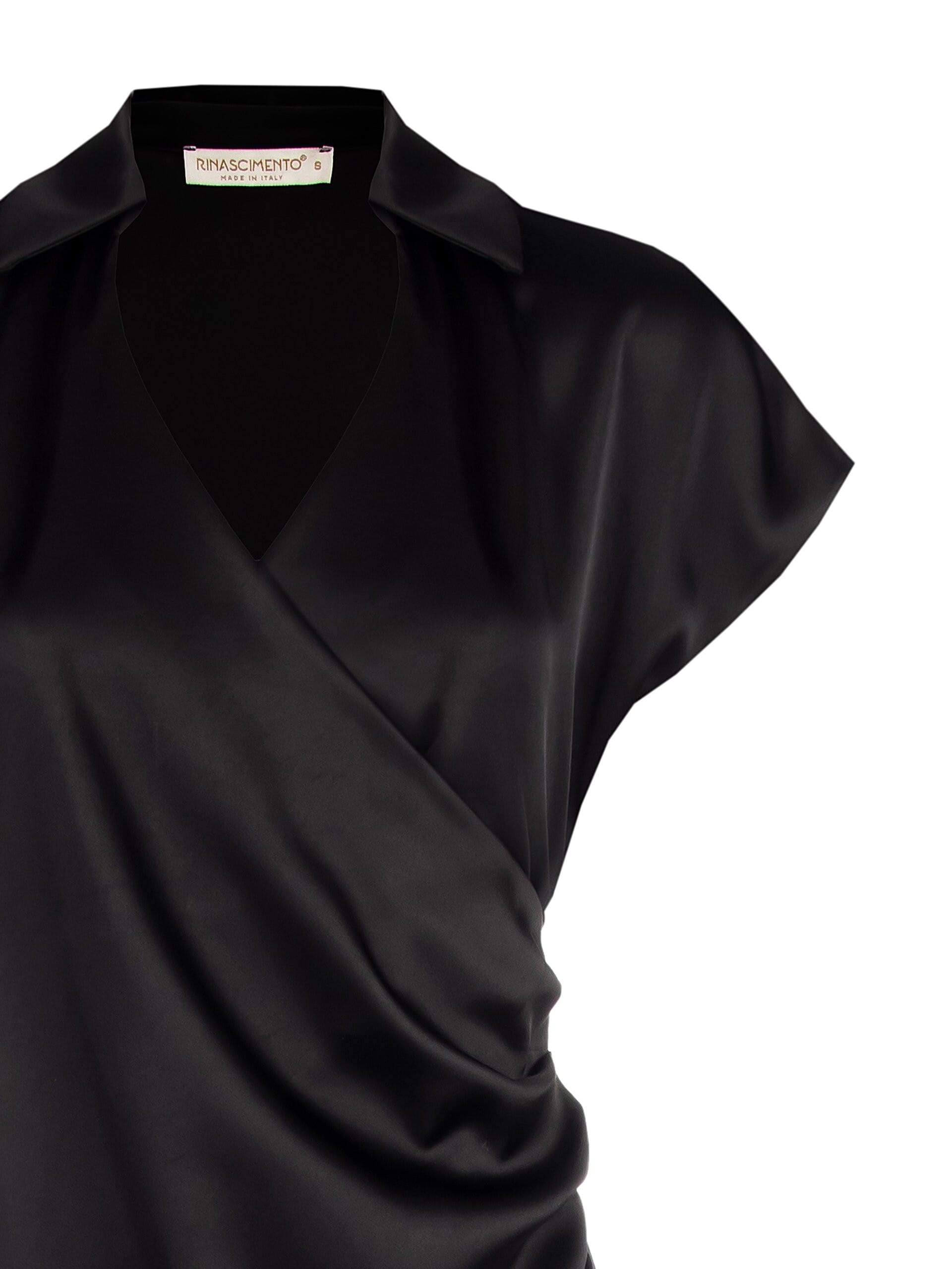 Abito Lungo In Raso Con Scollo A V Drappeggiato Rinascimento