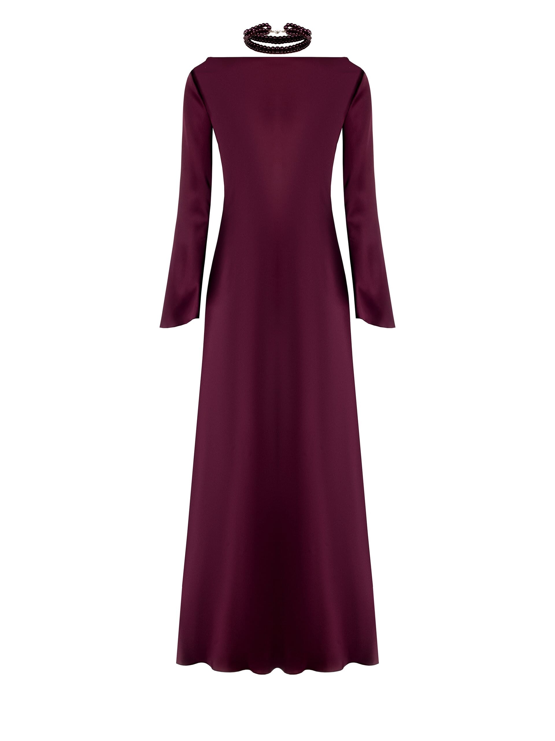 Abito Lungo Scivolato In Raso Con Maniche A 3/4 Rinascimento