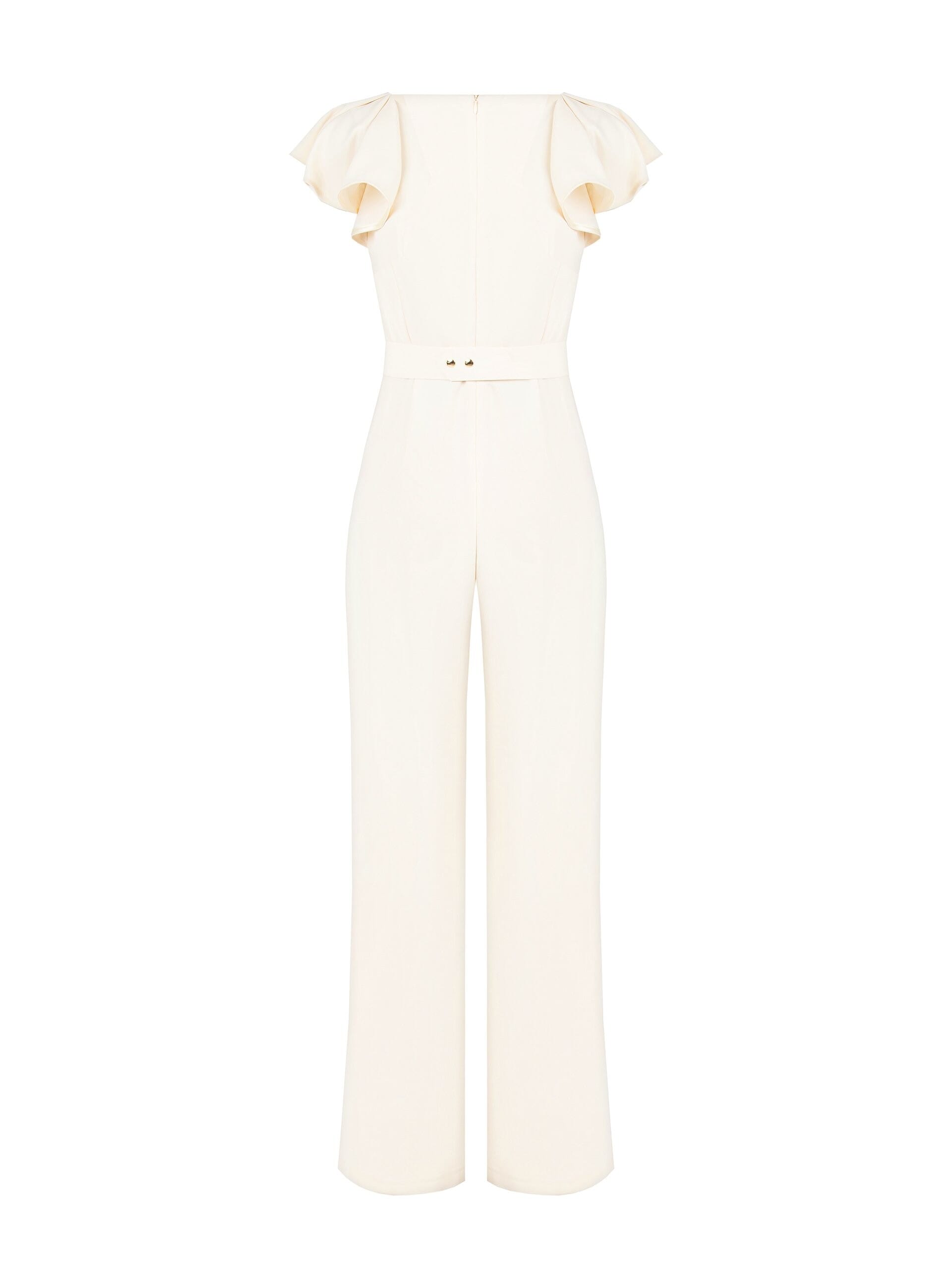 Tuta Intera Palazzo In Tessuto Fluido Con Cut-Out A Goccia E Cintura Logo Rigida Coordinata Rinascimento