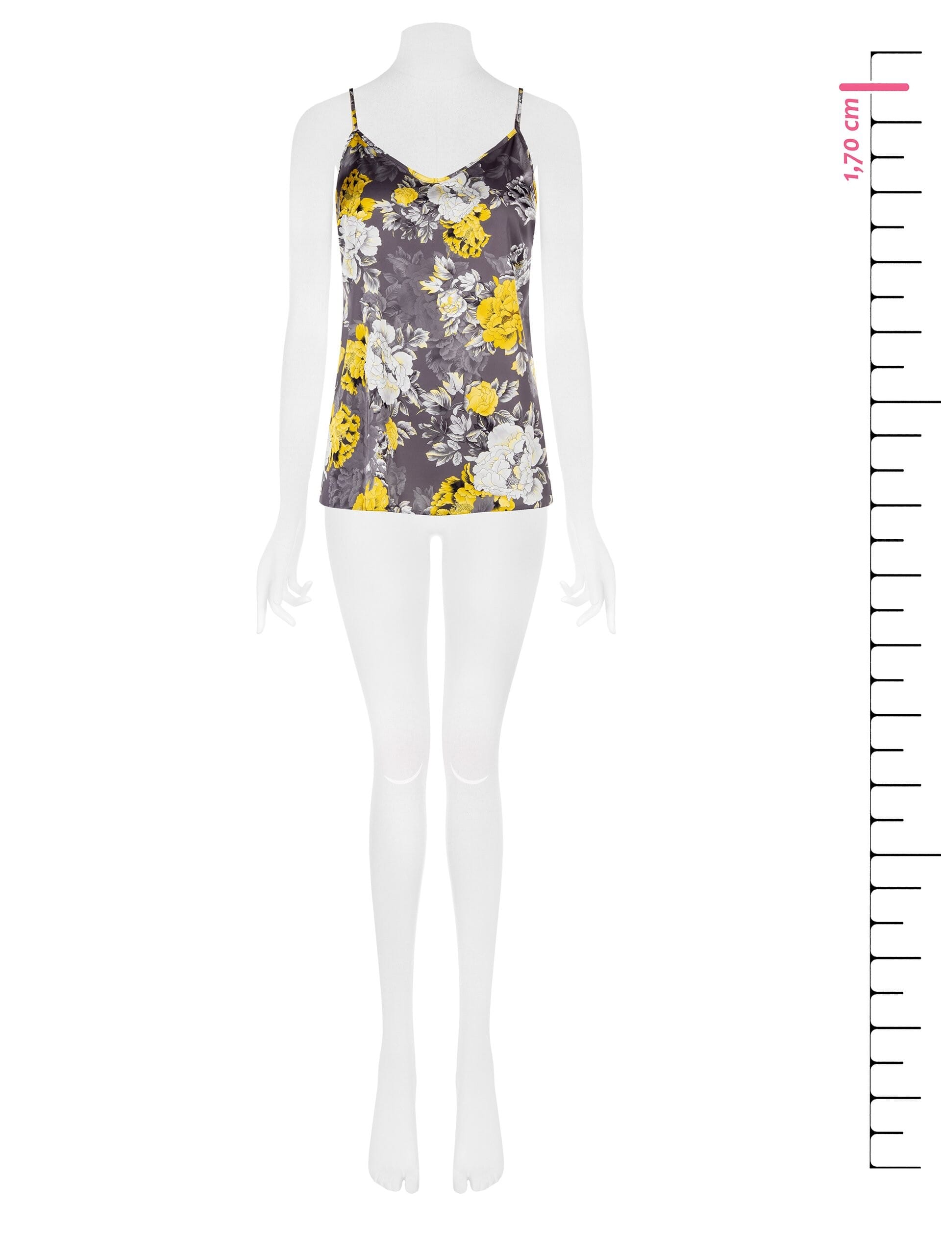 Top Sfiancato In Raso A Fiori Rinascimento