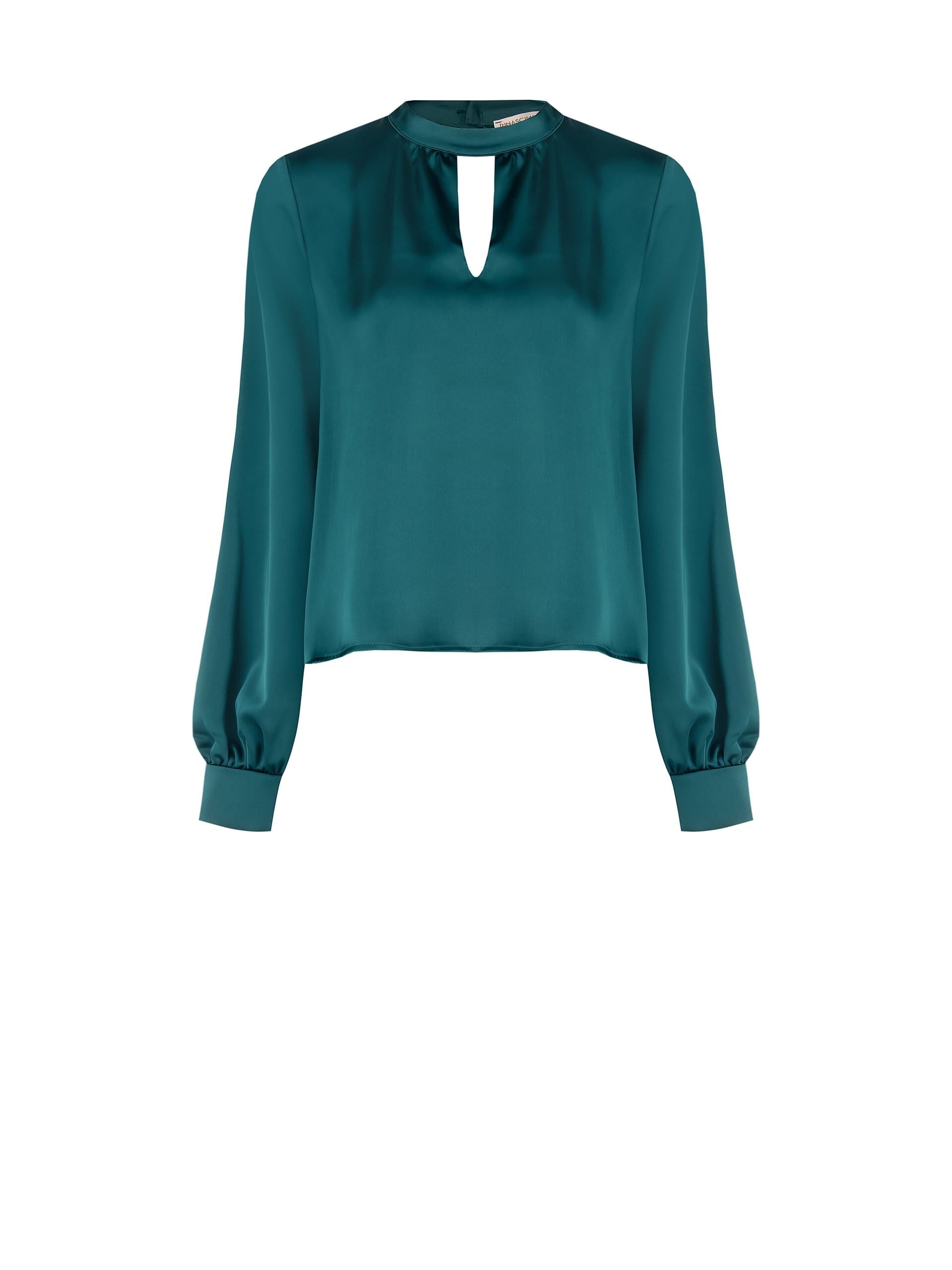 Blusa Ampia A Trapezio In Raso Con Piccolo Scollo A V Rinascimento