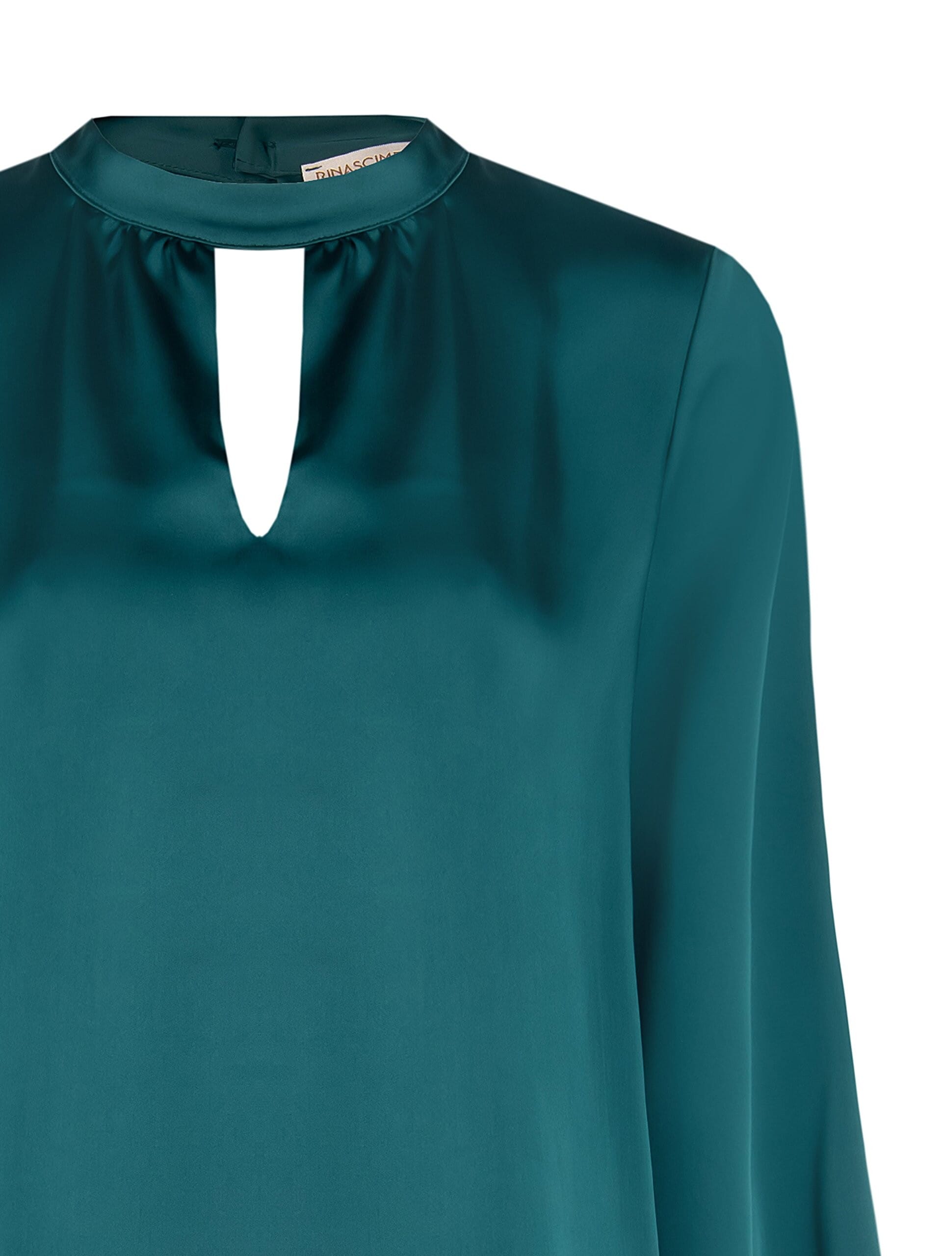 Blusa Ampia A Trapezio In Raso Con Piccolo Scollo A V Rinascimento