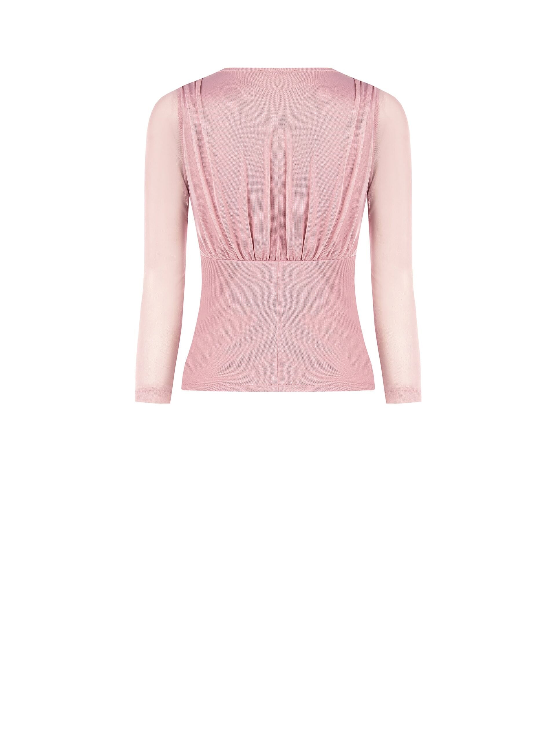 Blusa Sfiancata In Tulle Elasticizzato Con Scollo A V Incrociato Rinascimento