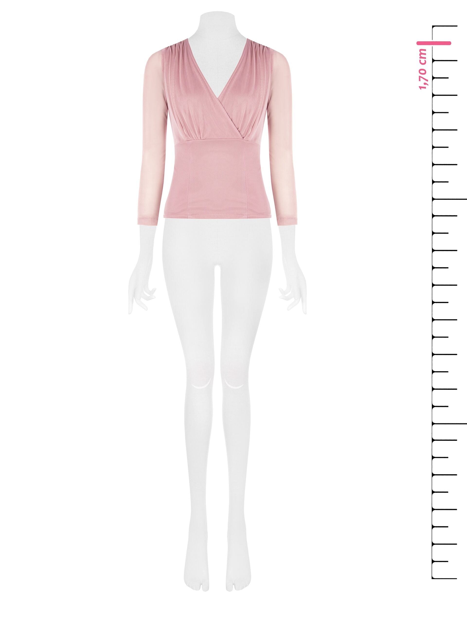 Blusa Sfiancata In Tulle Elasticizzato Con Scollo A V Incrociato Rinascimento