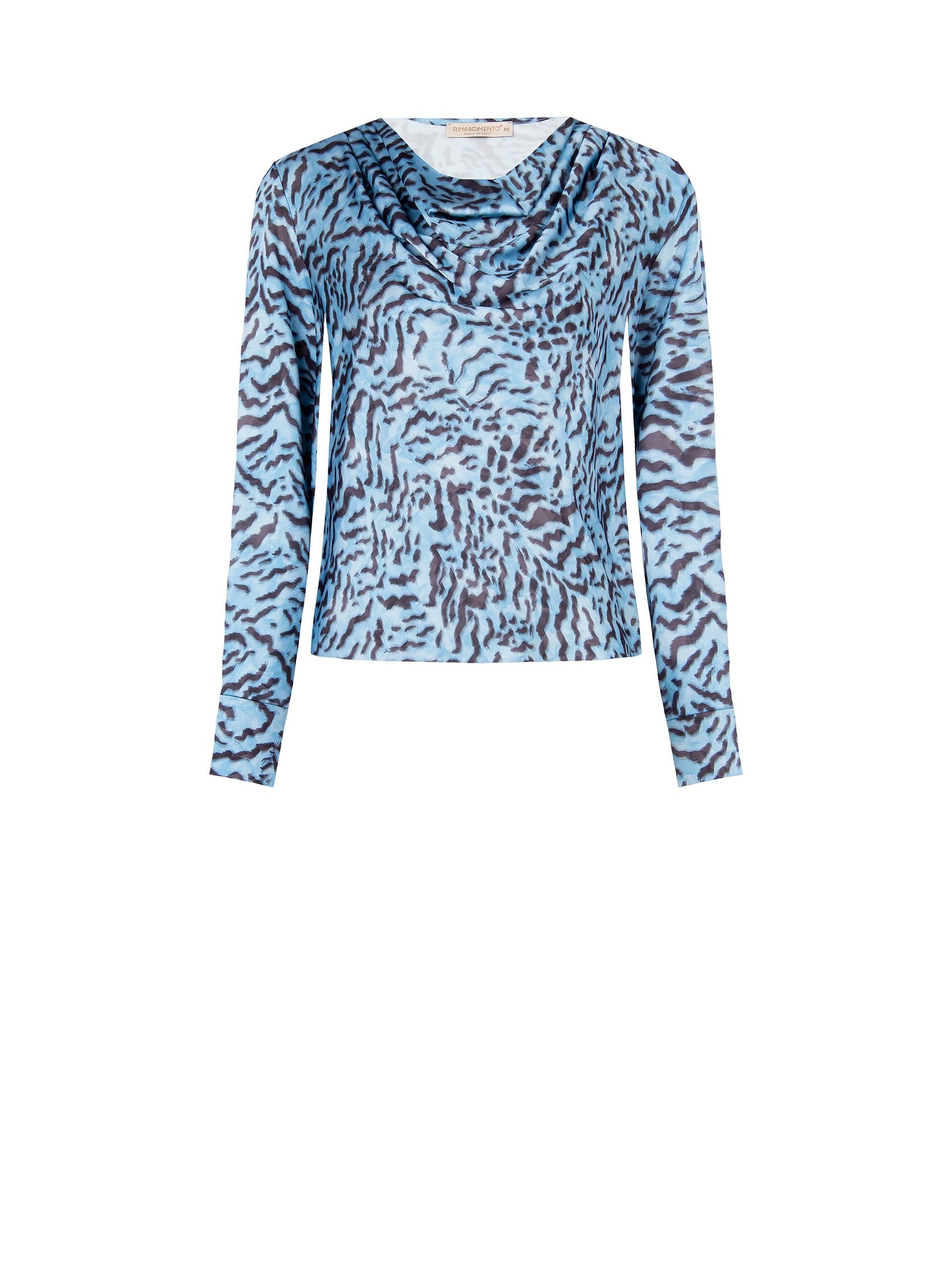 Animalier - Chemisier large en satin à encolure drapée Rinascimento