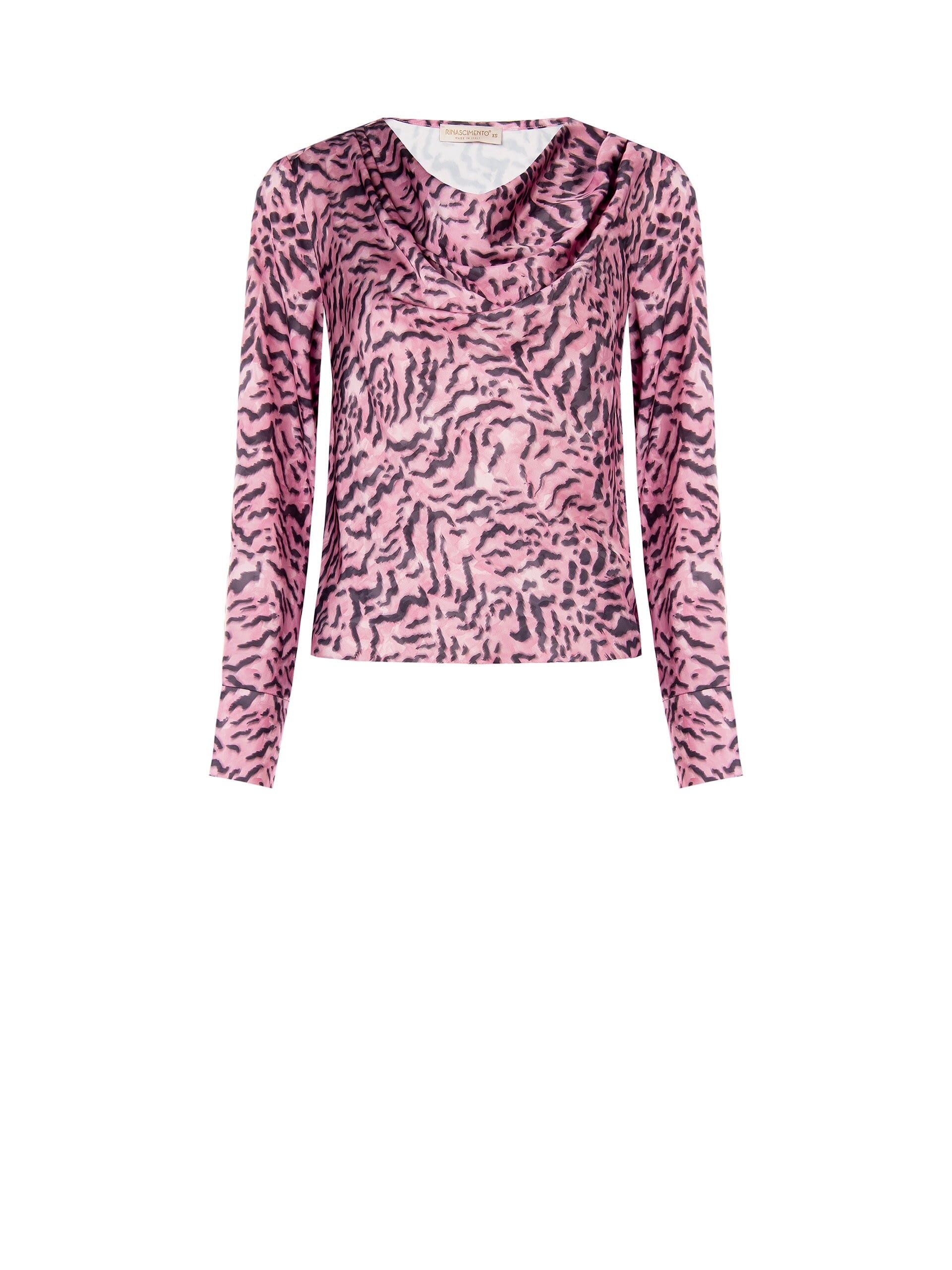 Animalier - Chemisier large en satin à encolure drapée Rinascimento