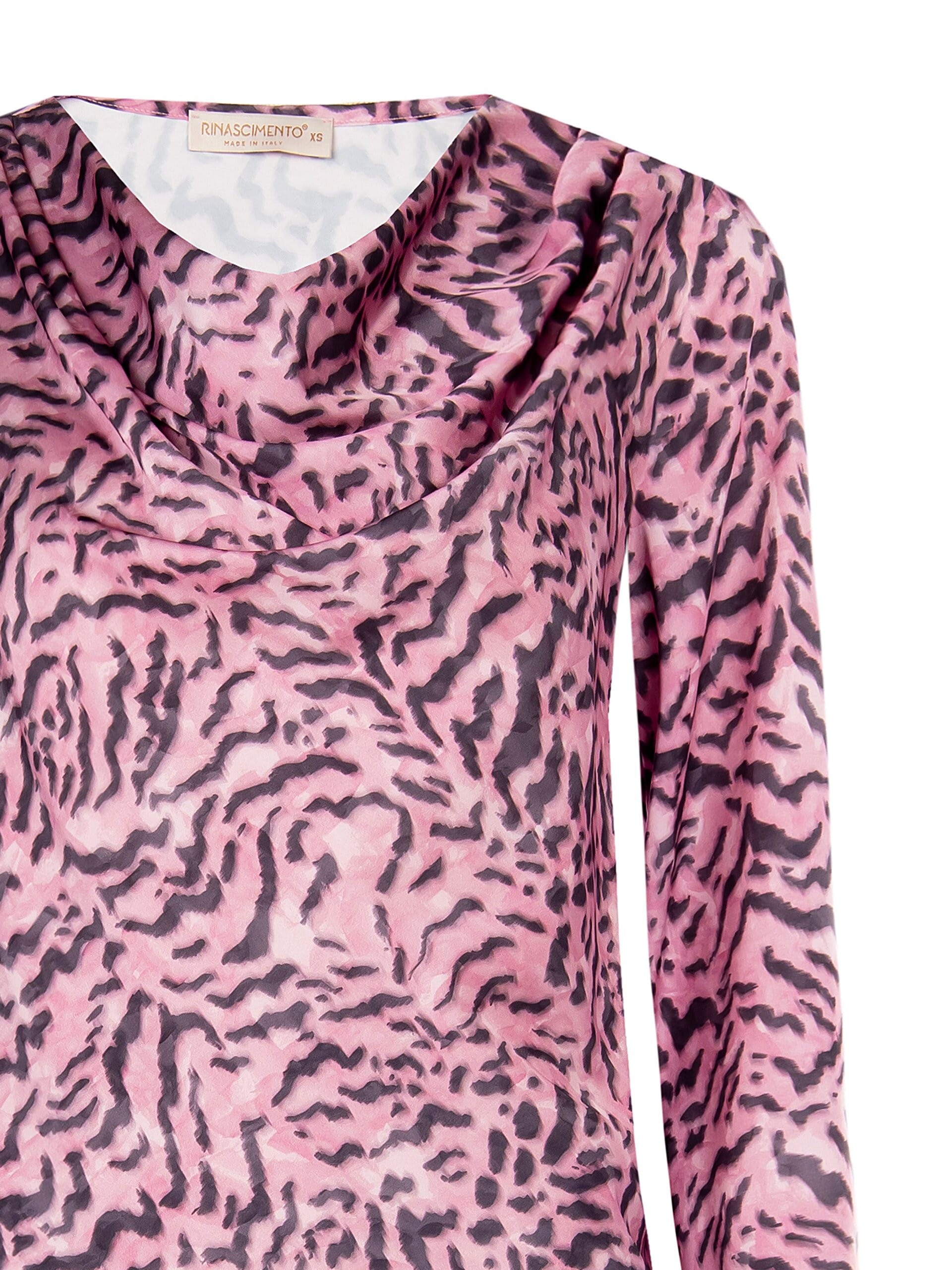 Animalier - Chemisier large en satin à encolure drapée Rinascimento