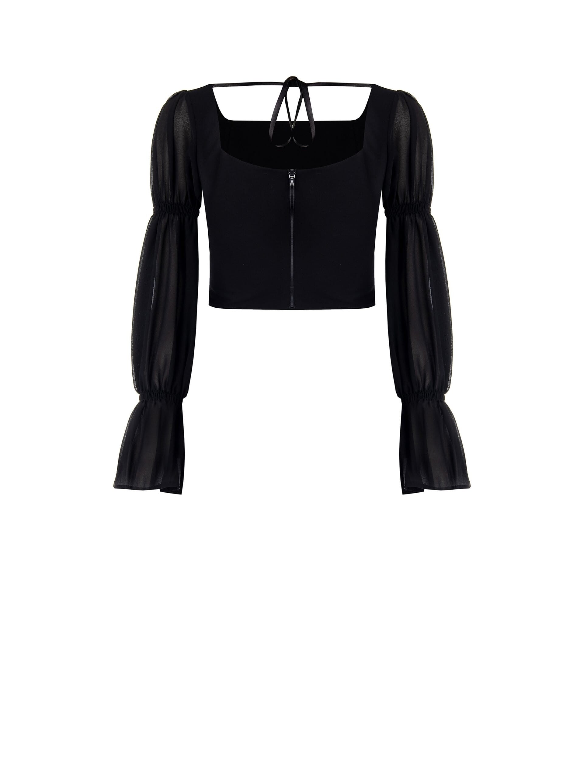 Top In Scuba Crepe Con Maniche In Georgette Rinascimento