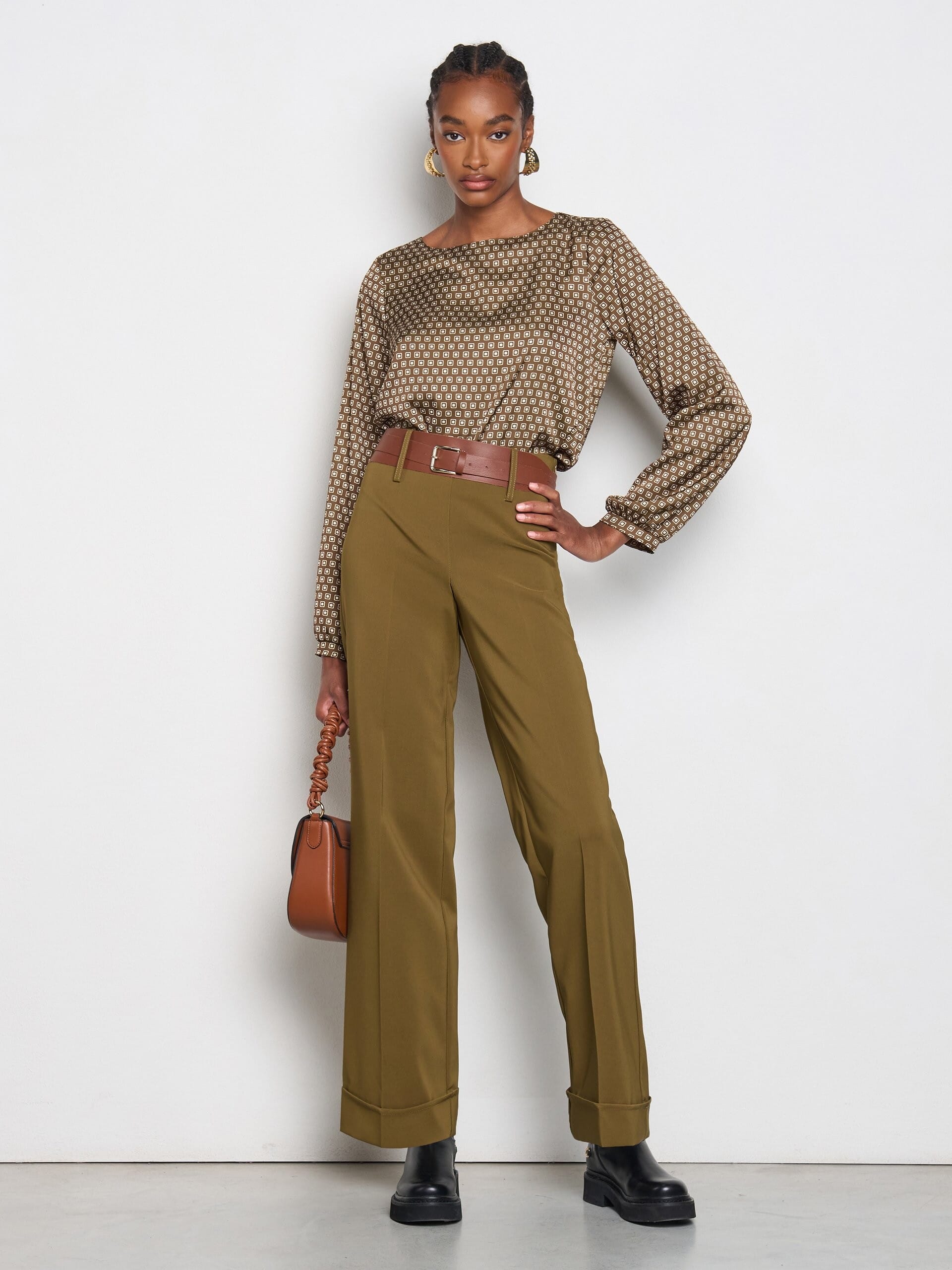 Blusa Ampia In Raso Motivo Geometrico Rinascimento