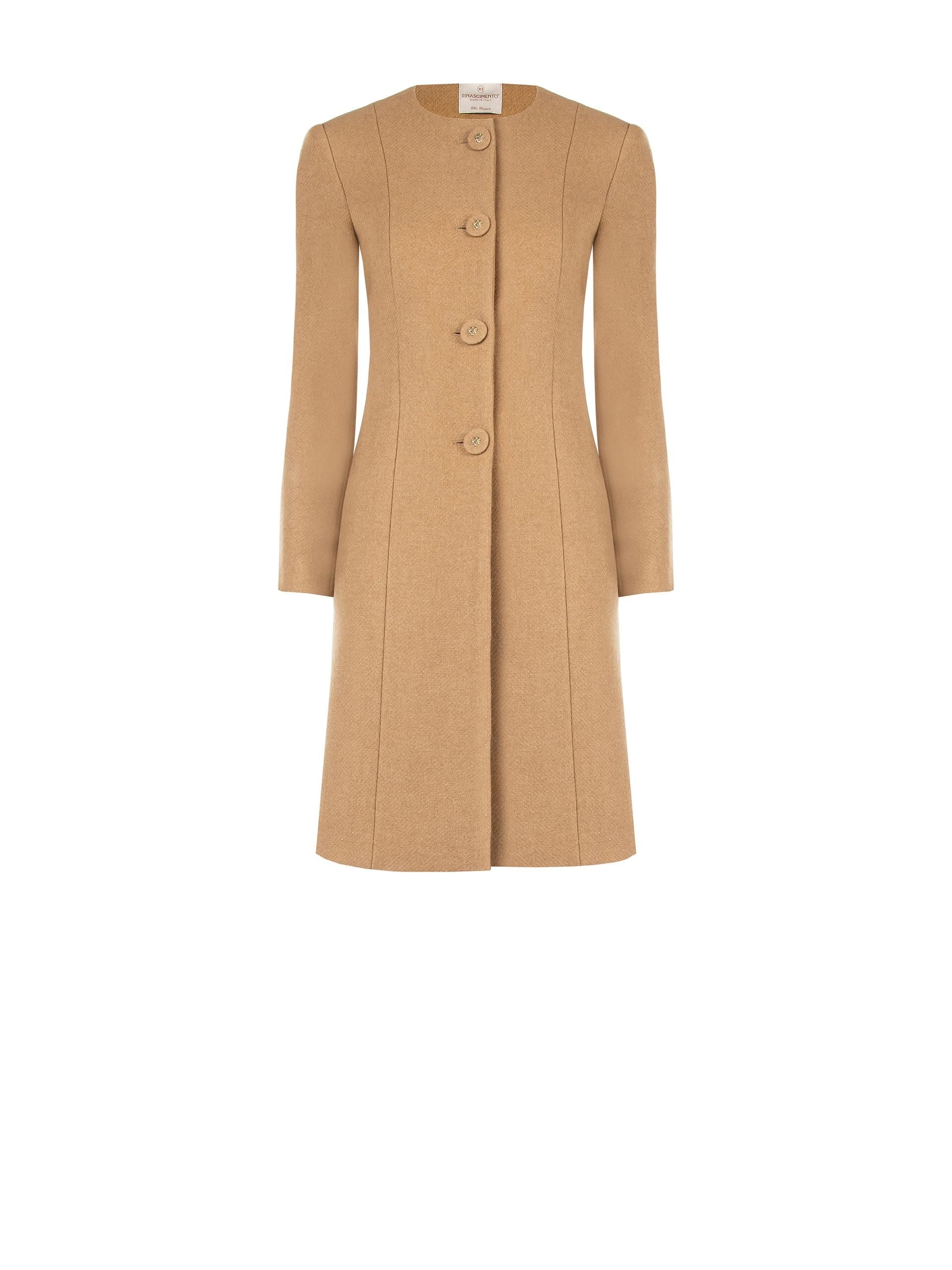 Cappotto Lungo Beige Con Sciarpa Integrata Rinascimento