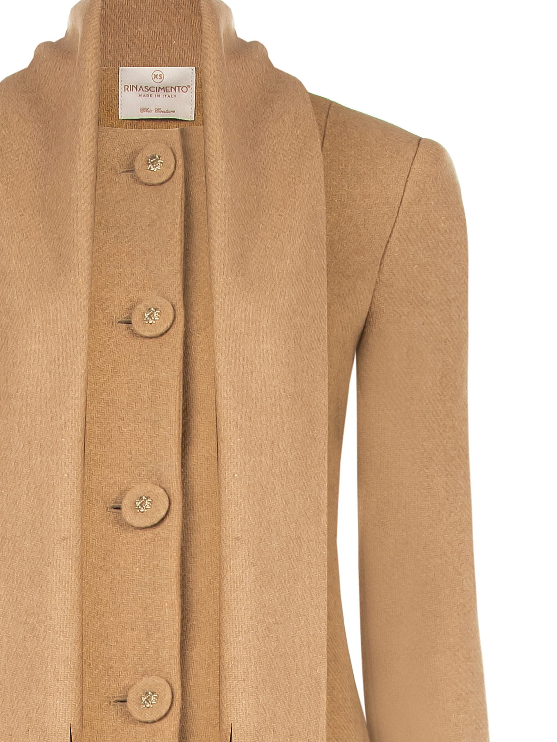 Cappotto Lungo Beige Con Sciarpa Integrata Rinascimento