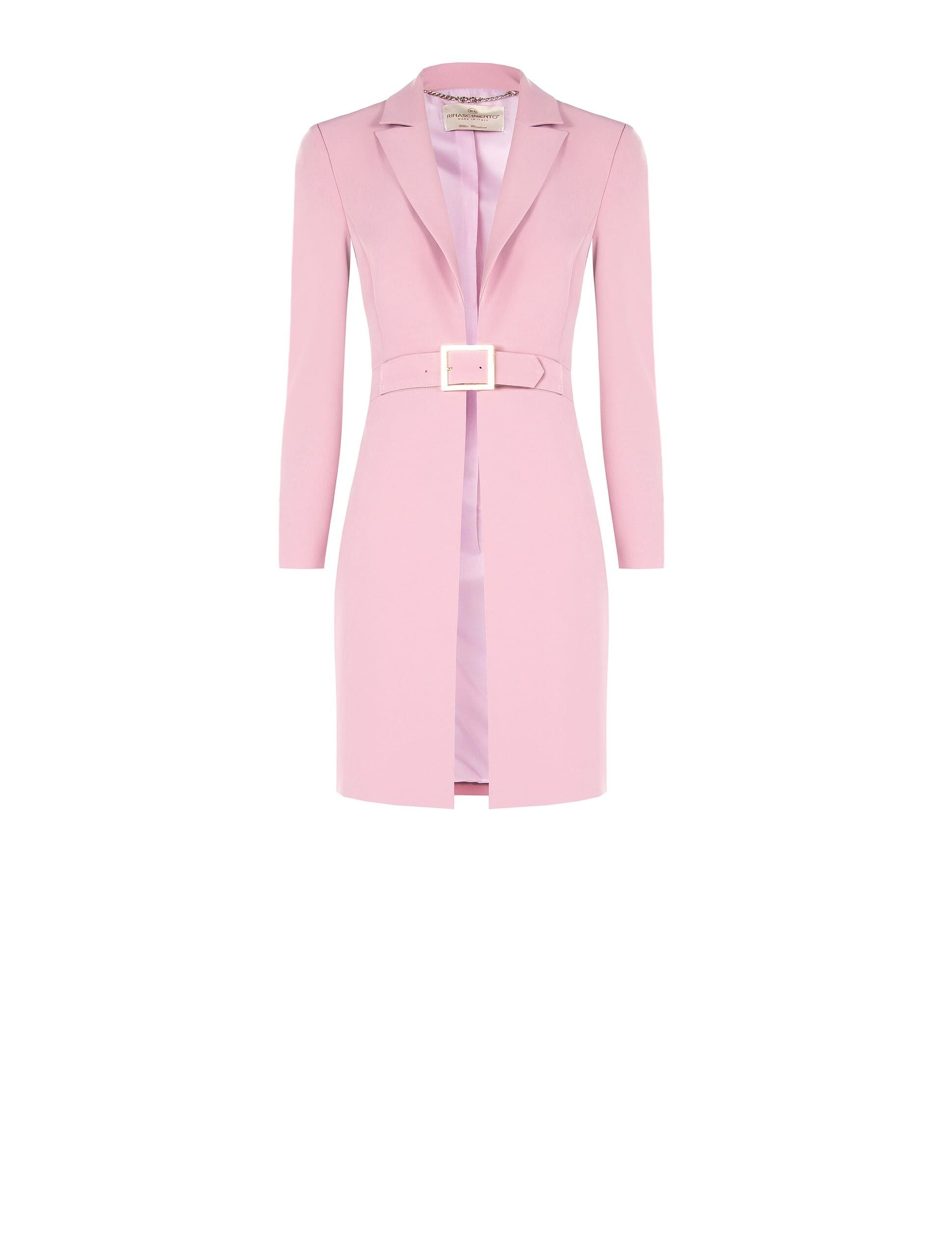 Giacca Blazer Lungo Effetto Cappotto In Tessuto Tecnico Con Fibbia Rinascimento