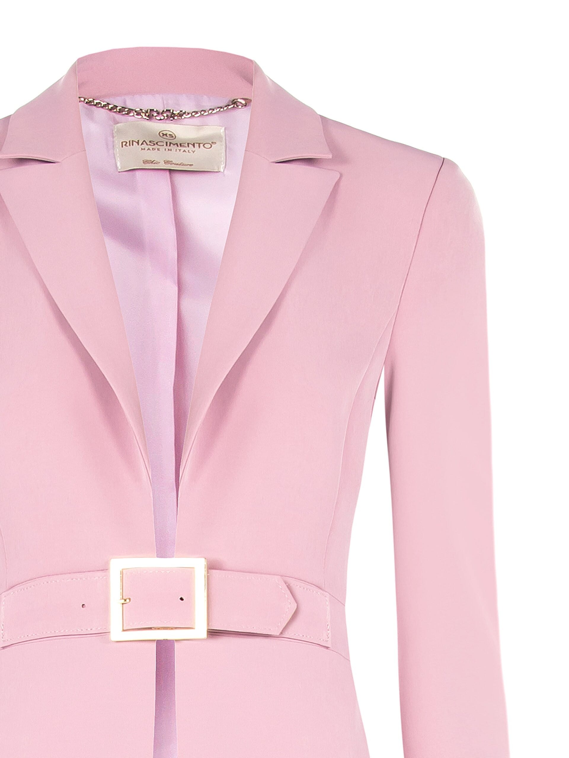 Giacca Blazer Lungo Effetto Cappotto In Tessuto Tecnico Con Fibbia Rinascimento