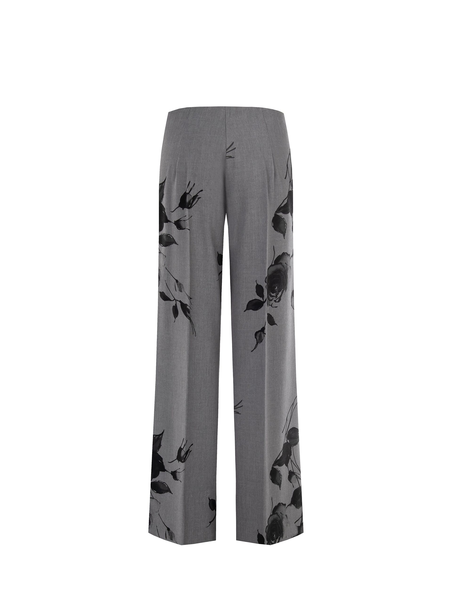 Polyviscose Palace Pantalon avec roses et fermetures éclair latérales Rinascimento