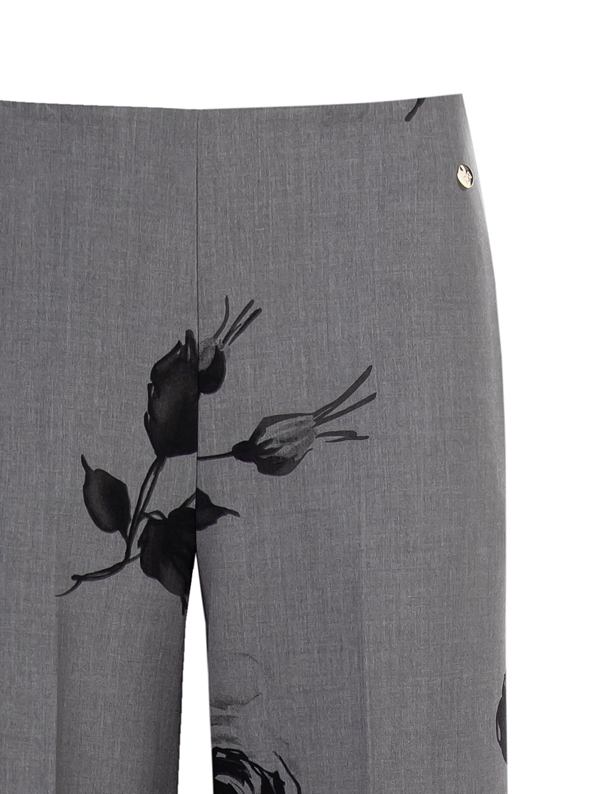 Polyviscose Palace Pantalon avec roses et fermetures éclair latérales Rinascimento