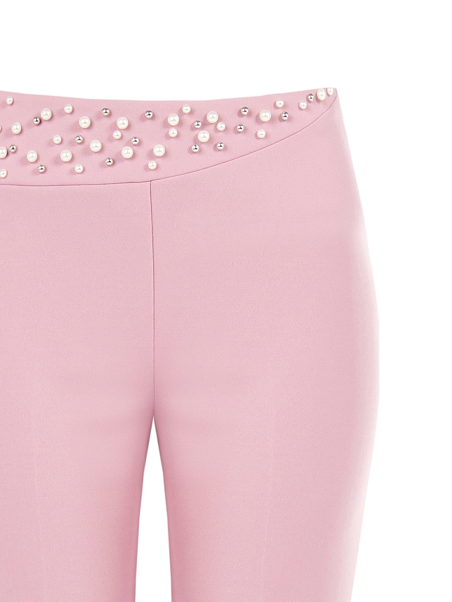 Pantalon en crêpe Scuba Palace avec perles et strass Rinascimento