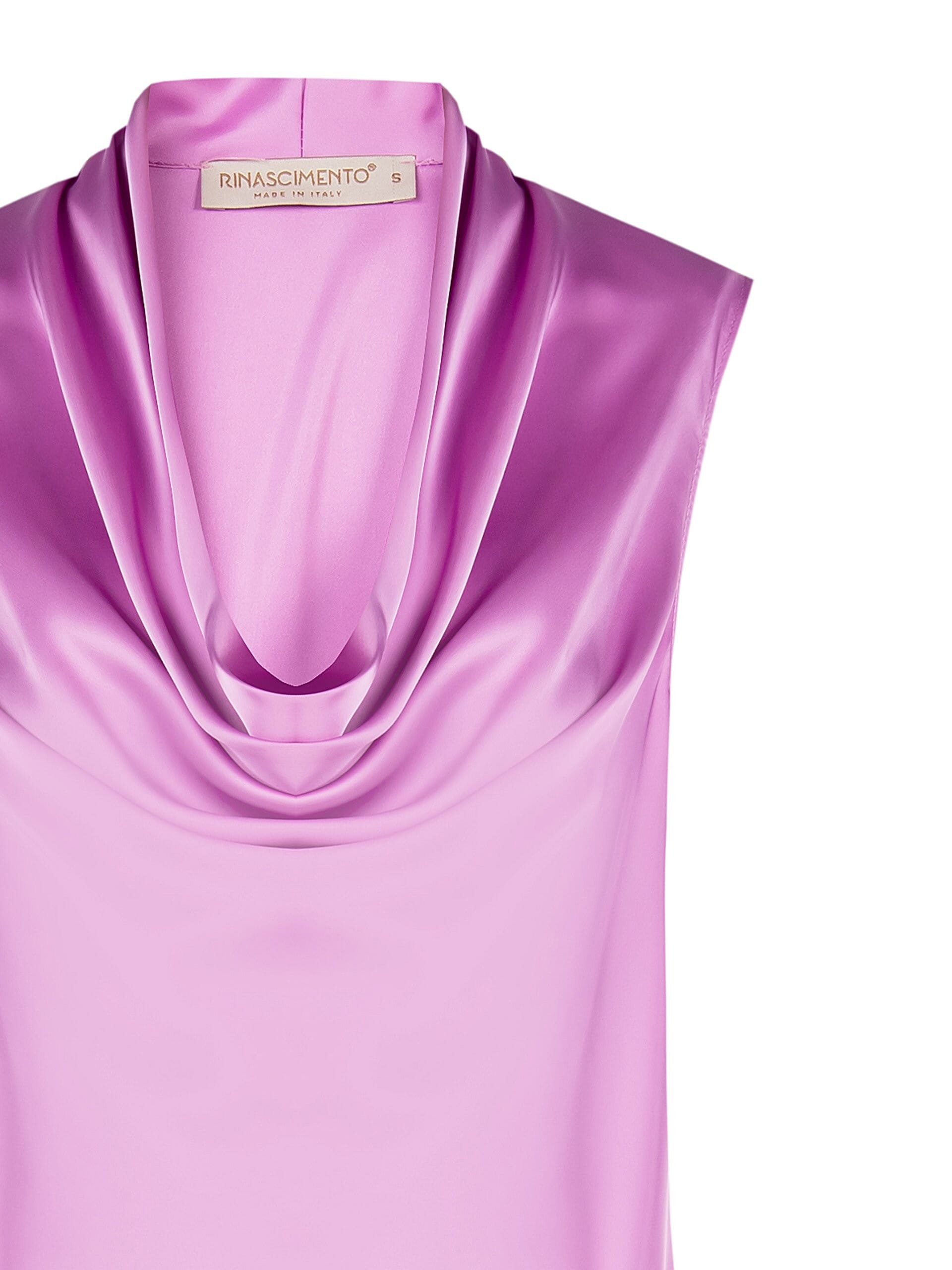 Blusa Sfiancata In Raso Con Scollo Ad Anello Rinascimento