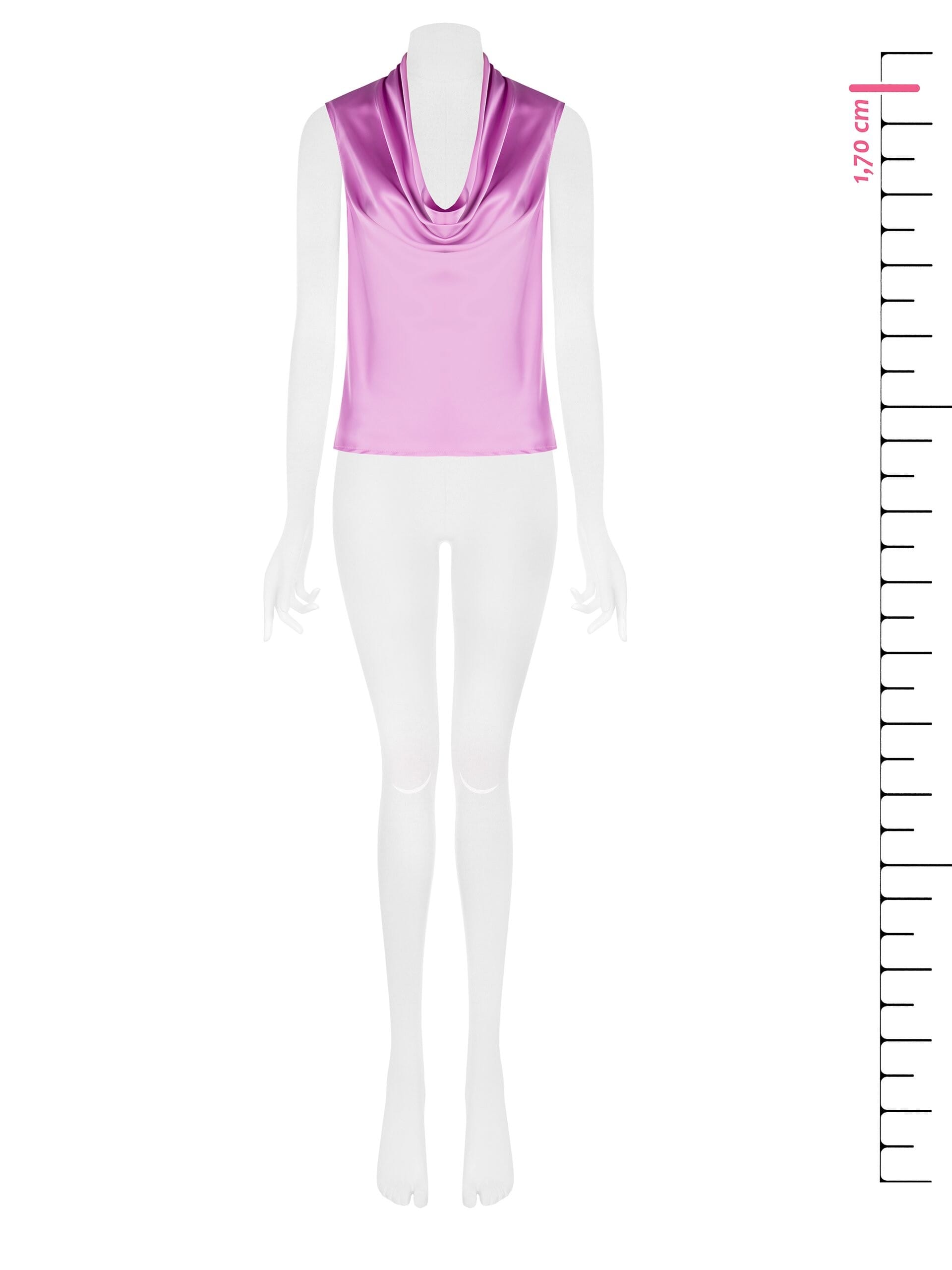 Blusa Sfiancata In Raso Con Scollo Ad Anello Rinascimento