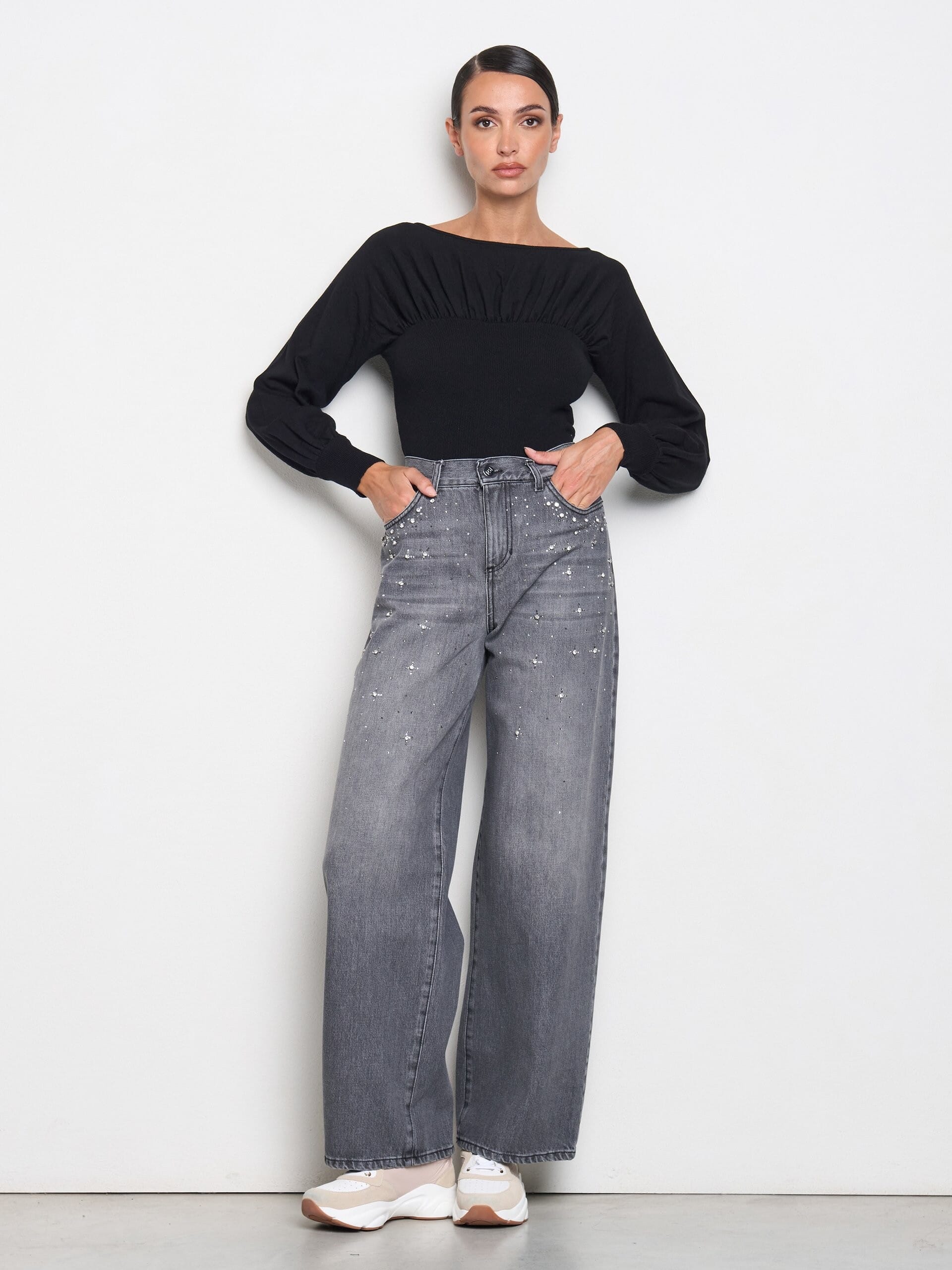 Maglione Aderente Con Scollo A Barchetta Rinascimento