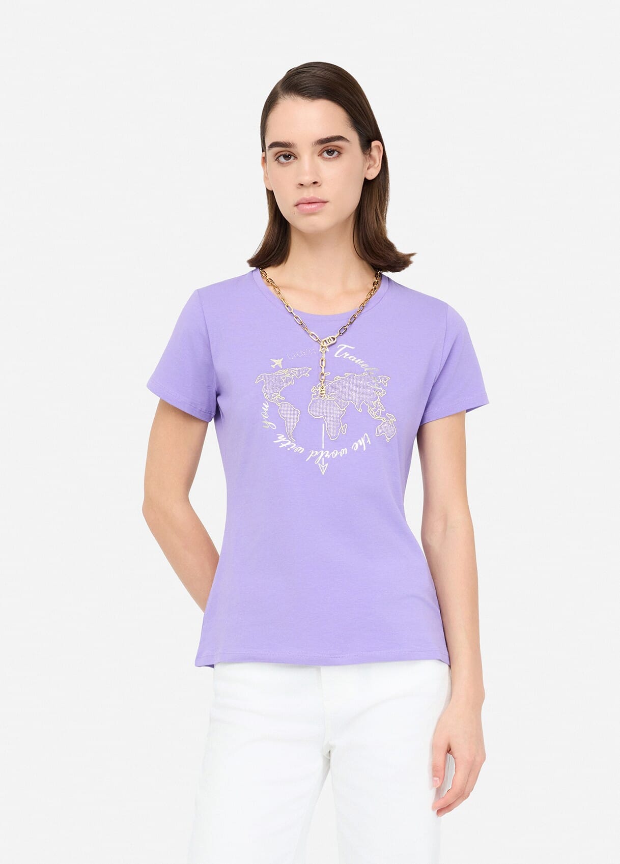 T-shirt Con Stampa Laminata Liu Jo