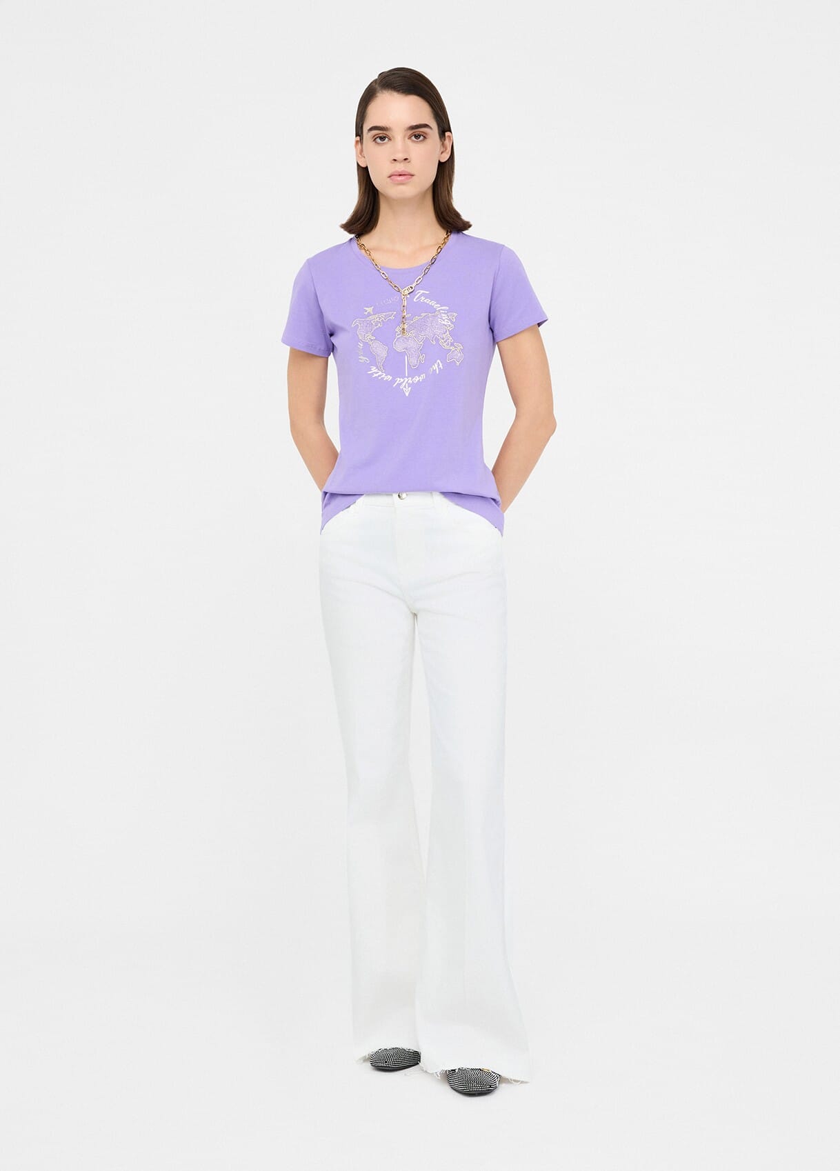 T-shirt Con Stampa Laminata Liu Jo