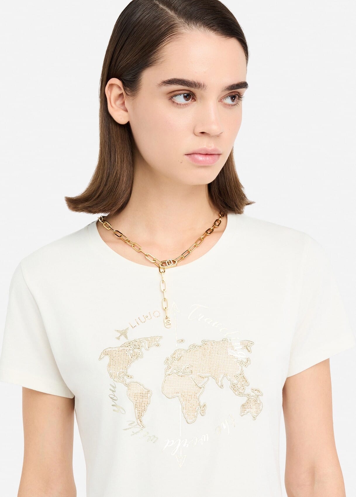 T-shirt Con Stampa Laminata Liu Jo